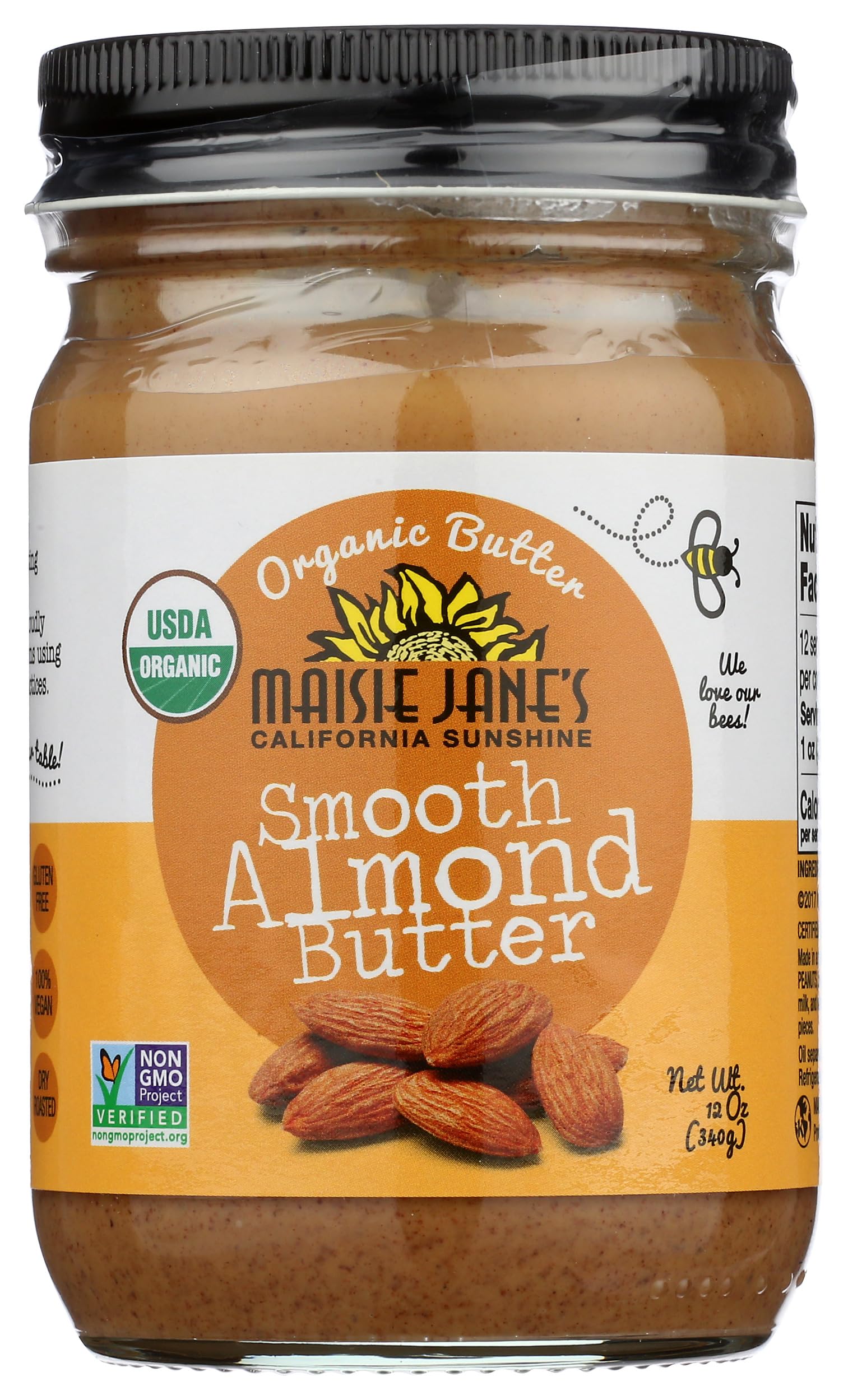 Maisie Janes Organic Almond Butter Smooth, 12 OZ