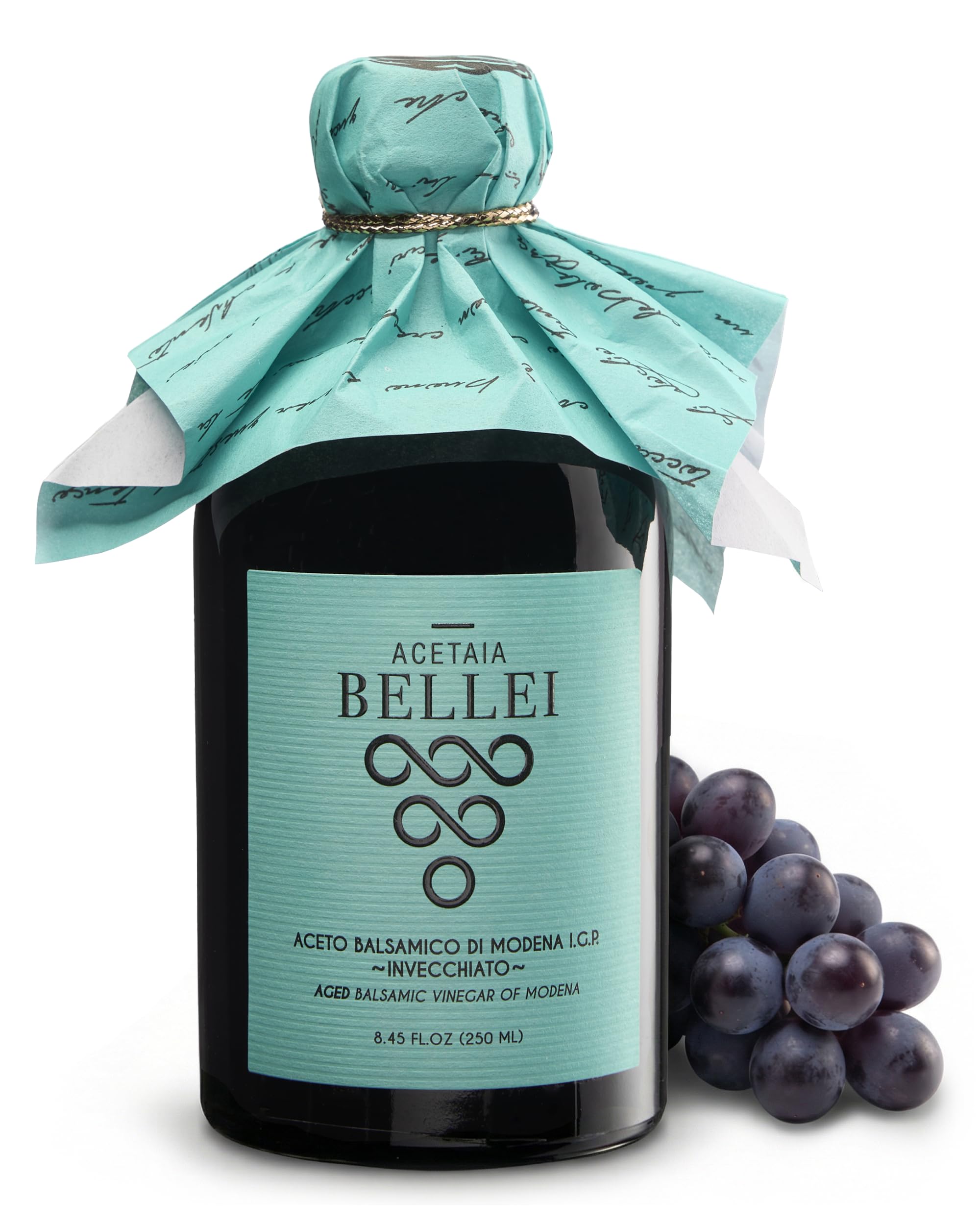 Acetaia Bellei Precious Blue Aged Balsamic Vinegar of Modena - 8.45 fl oz | IGP certified. 1.33 density. Rich, velvety texture. Sweet and tangy finish. For meat, fish, and vegetables. Made in Italy.