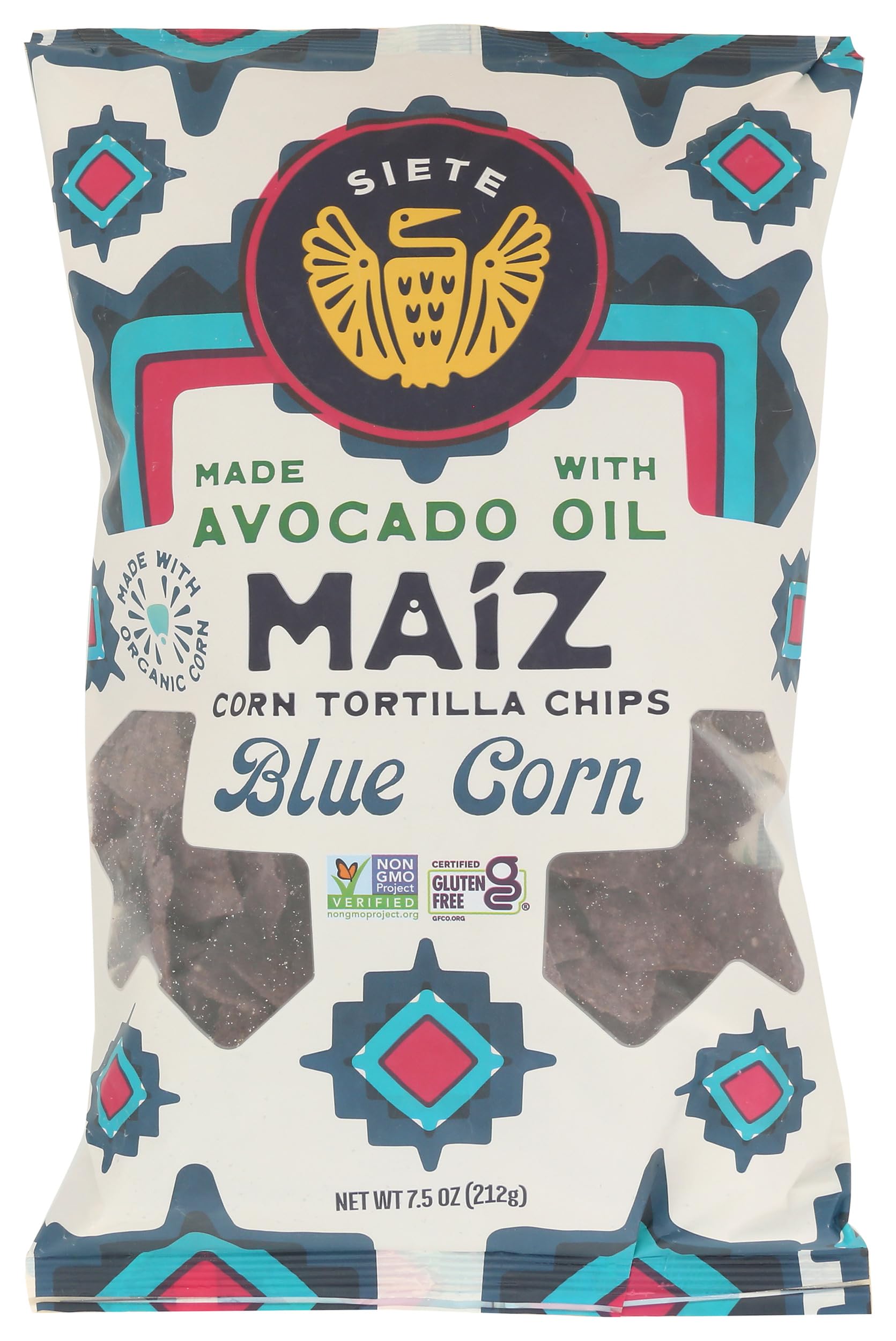 Siete Family Foods, Chips Tortilla Corn Sea Salt Maiz Blue Red, 7.5 Ounce
