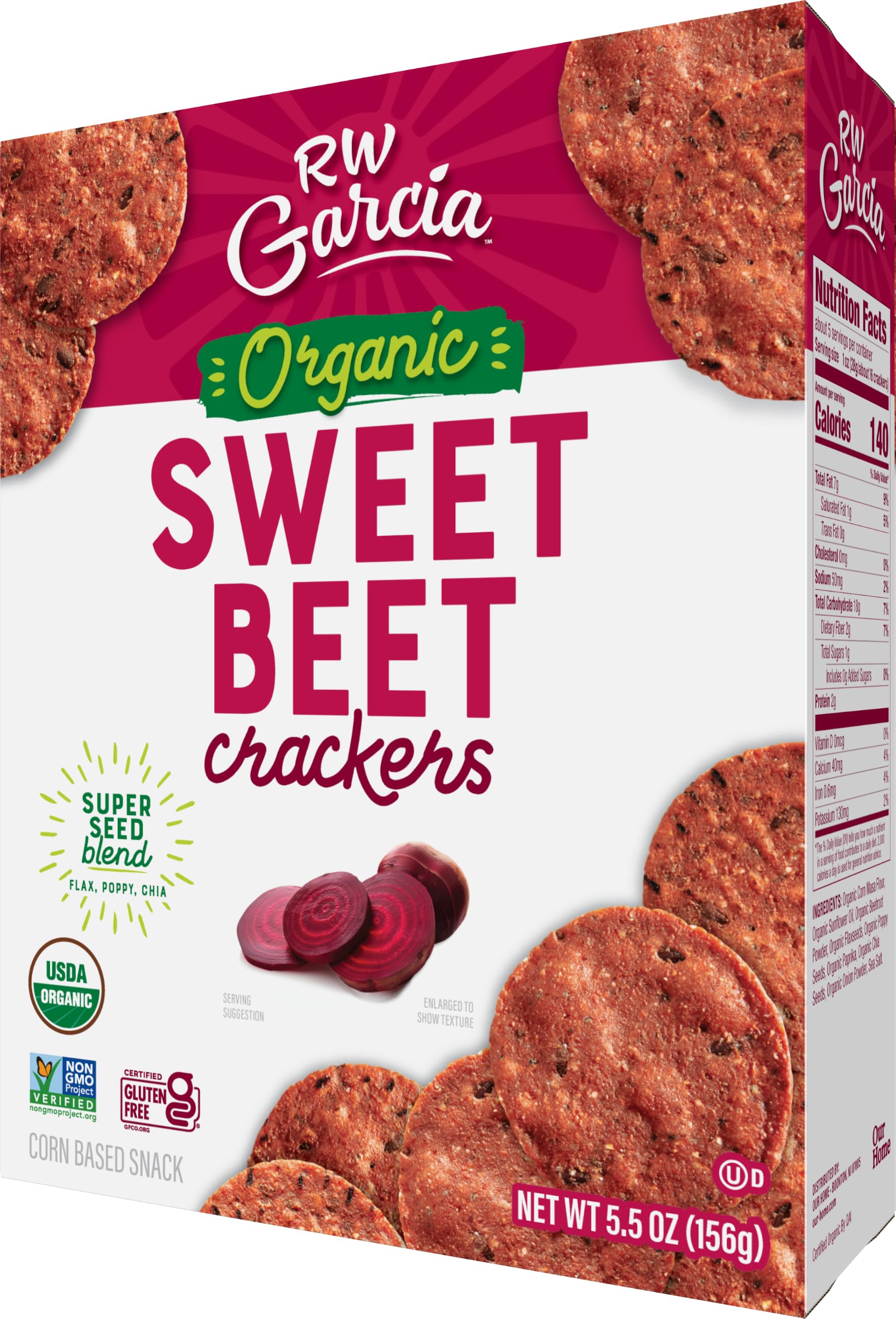 RW GARCIA Organic Sweet Beet Crackers, 5.5 OZ