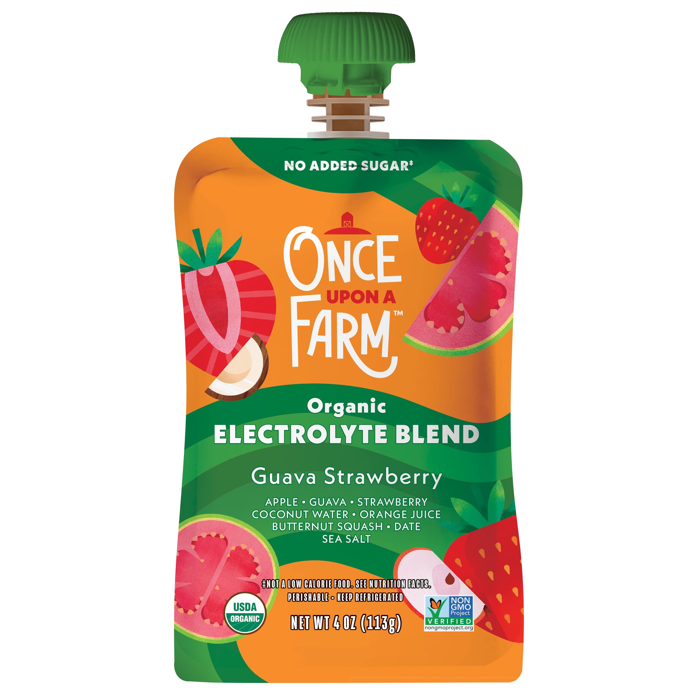 Once Upon a Farm Organic Guava Strawberry Electrolyte Pouch, 4 OZ