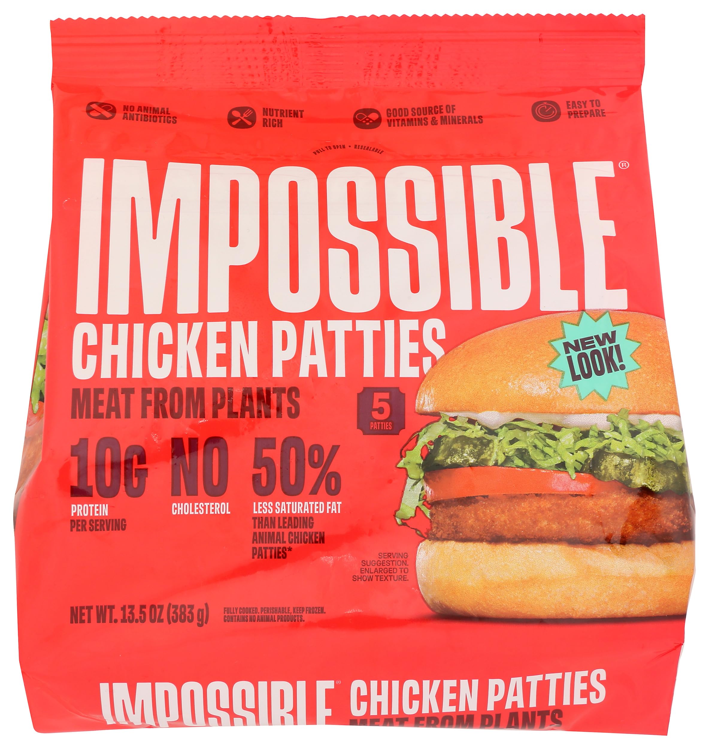 Impossible, Frozen Chicken Patties Plant Based, 13.5 Ounce