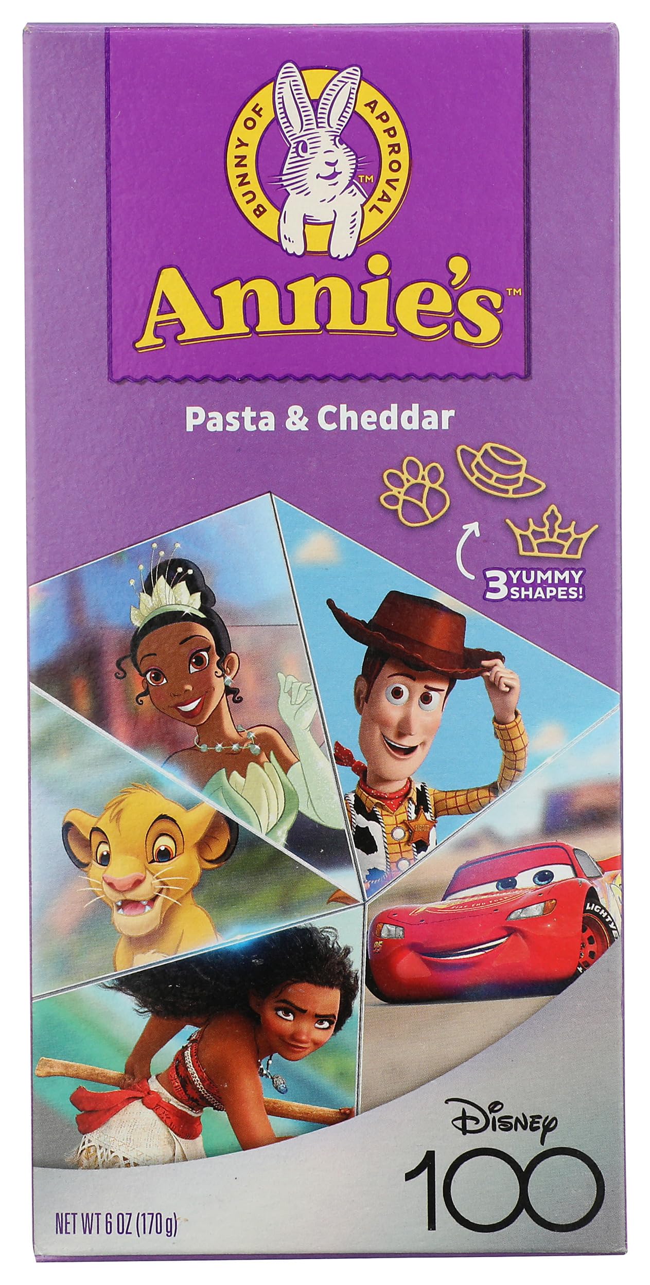 Annie's Disney Pixar Pasta and Cheddar, Made with Organic Pasta, 6 oz | Organic Pasta Featuring Dory, Woody, Mike Wazowski & Dash Shapes, 8g Whole Grain Per Serving, Made with Real Cheddar