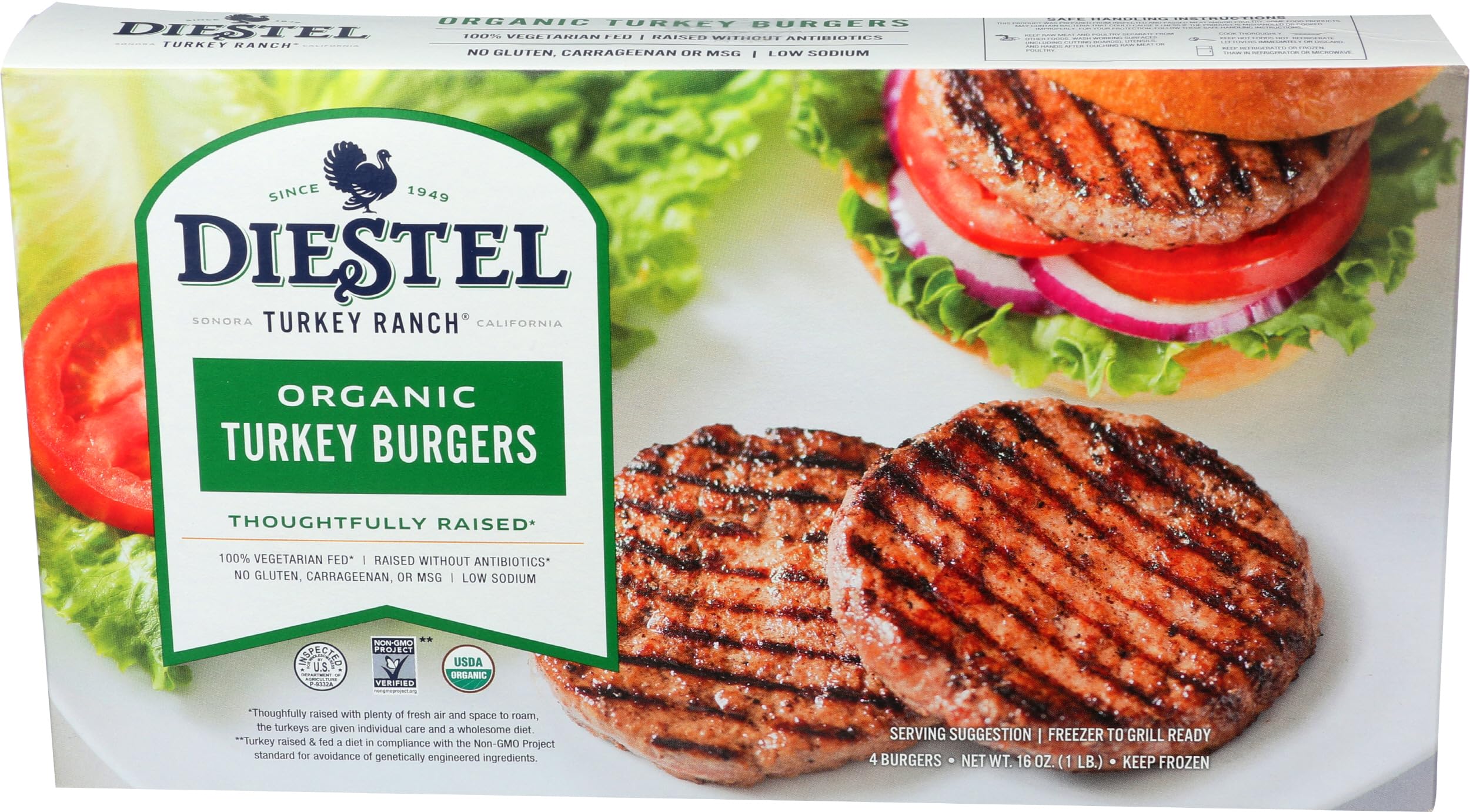 Turkey Burger Frozen Organic, 16 Ounce