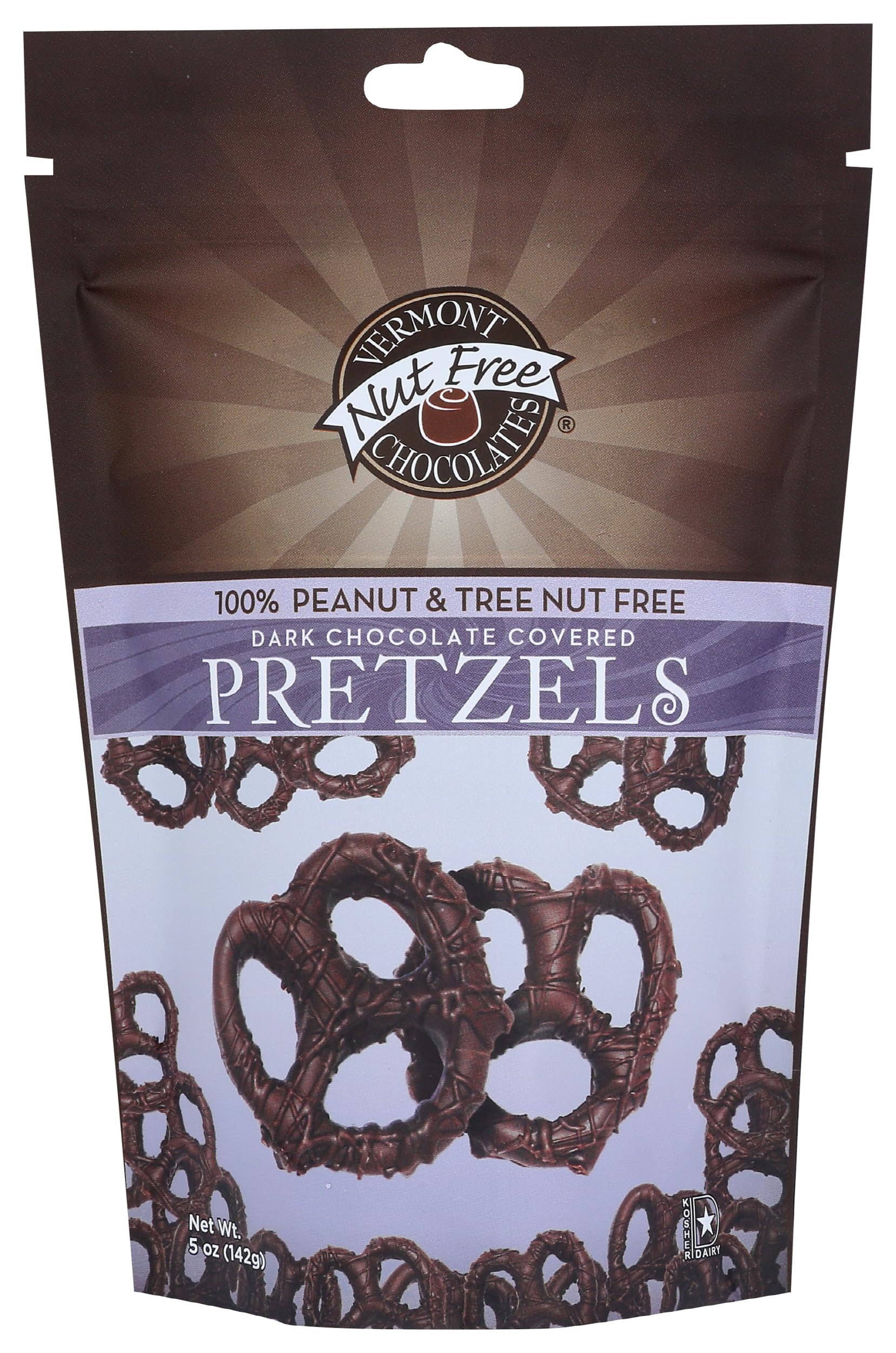 Vermont Nut Free Chocolate, Pretzels Mini Dark Chocolate Covered, 5 Ounce