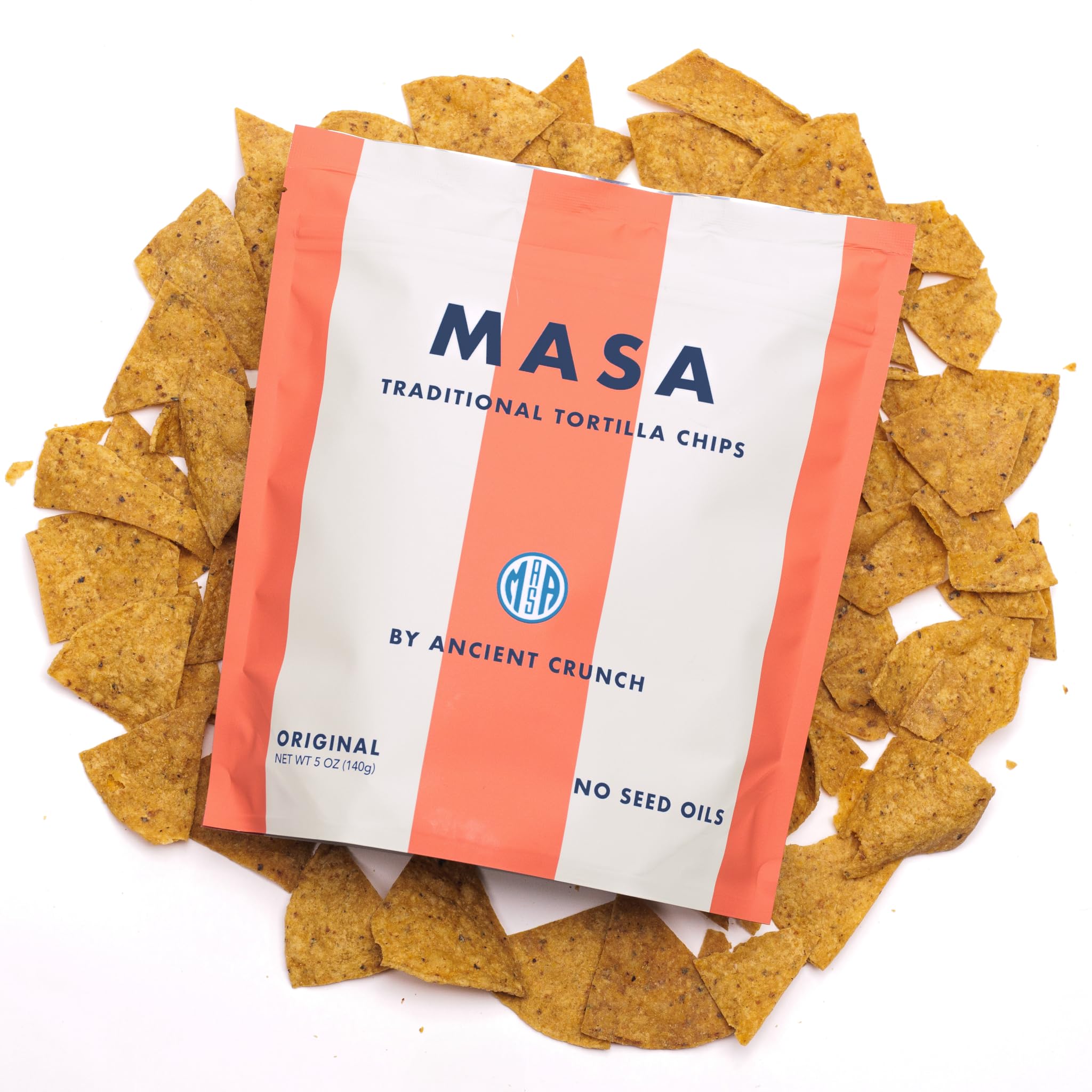 MASA Chips Yellow Corn Tortilla Chips Cooked in Pure Beef Tallow- 5oz | Seed oil free snack, made with only naturally grown corn & sea salt, gluten free