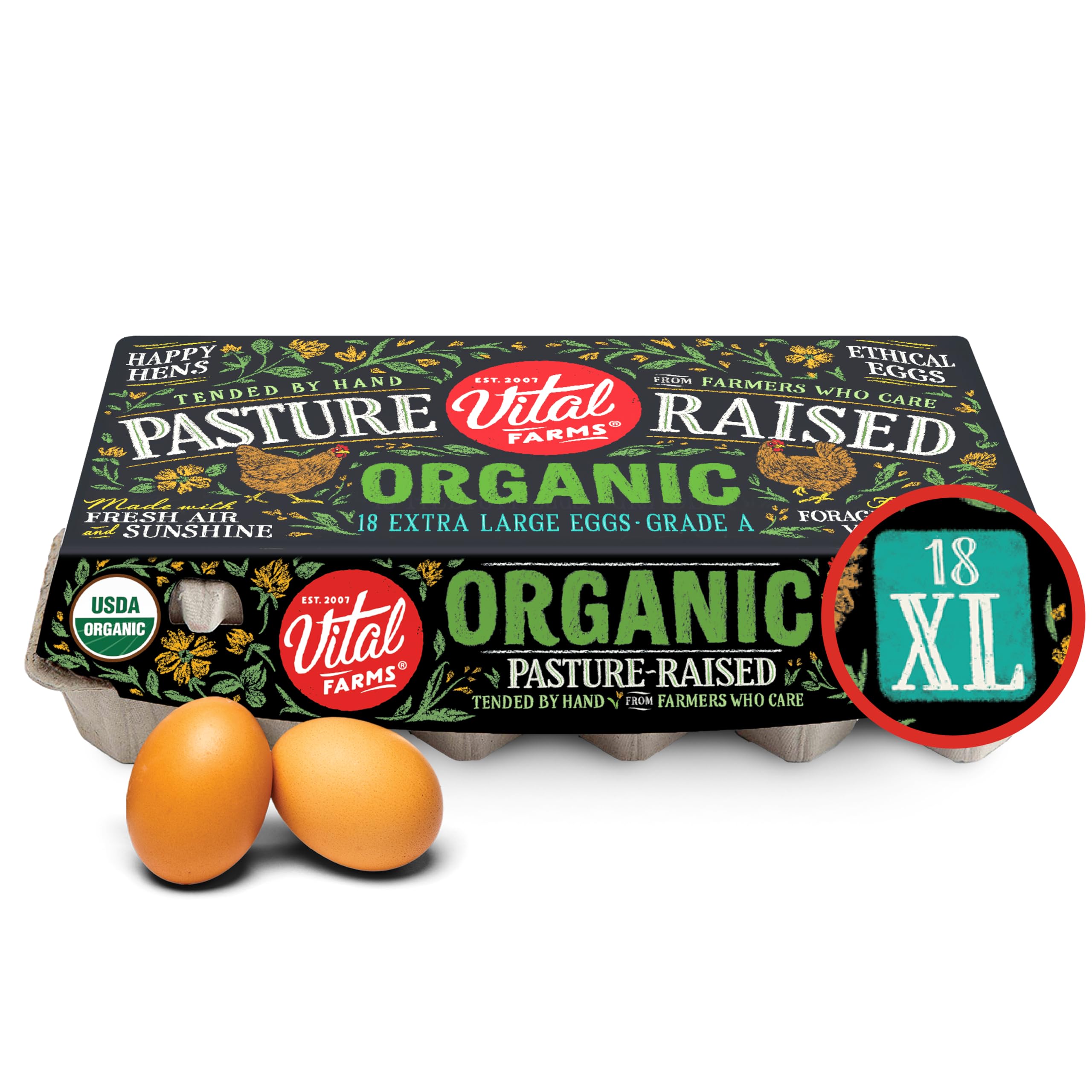 Organic Grade A XL Eggs, 18 Count