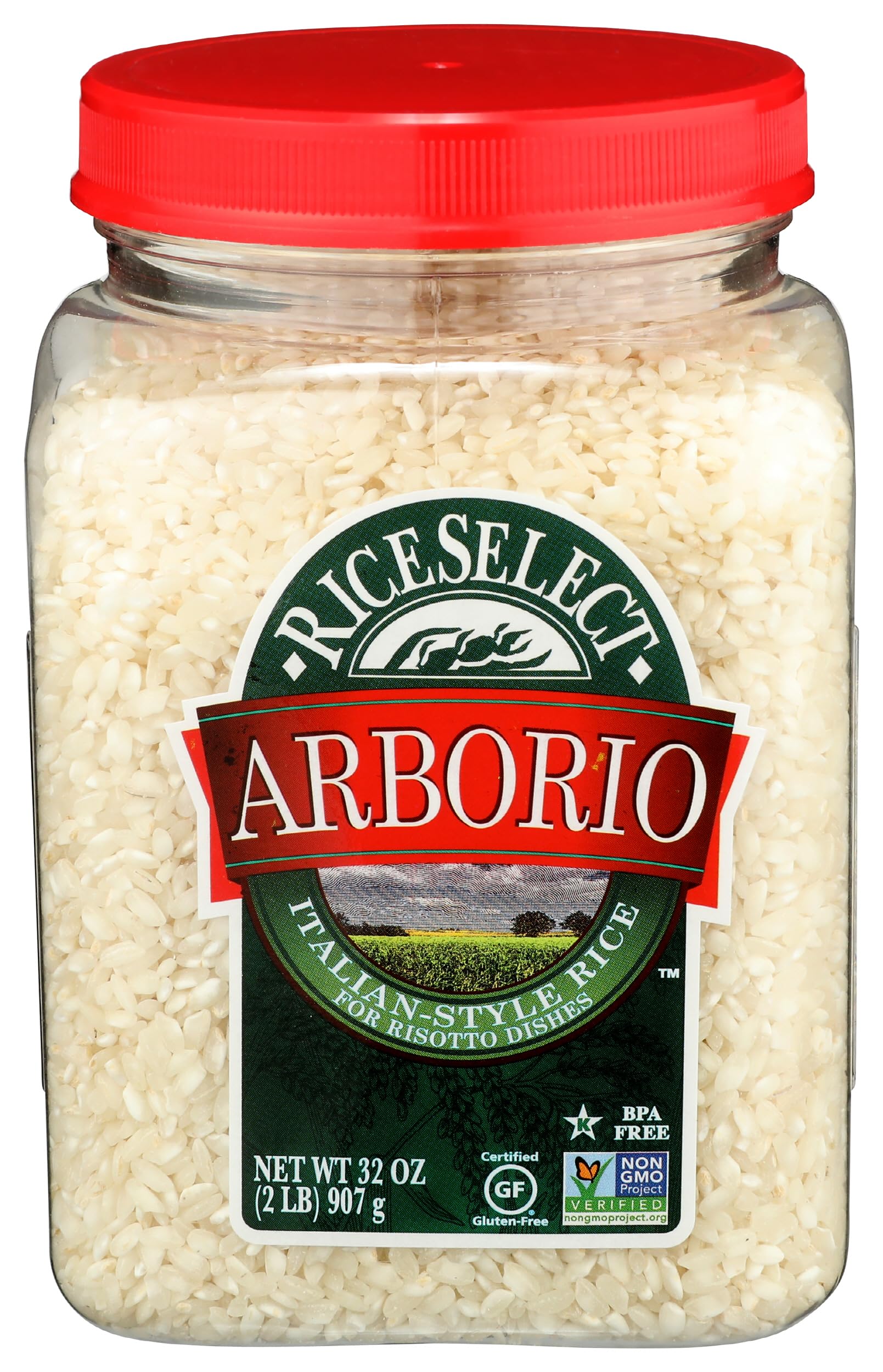 RiceSelect Arborio Rice, Risotto Rice, Gluten-Free, Non-GMO, 32 oz (Pack of 1 jar)
