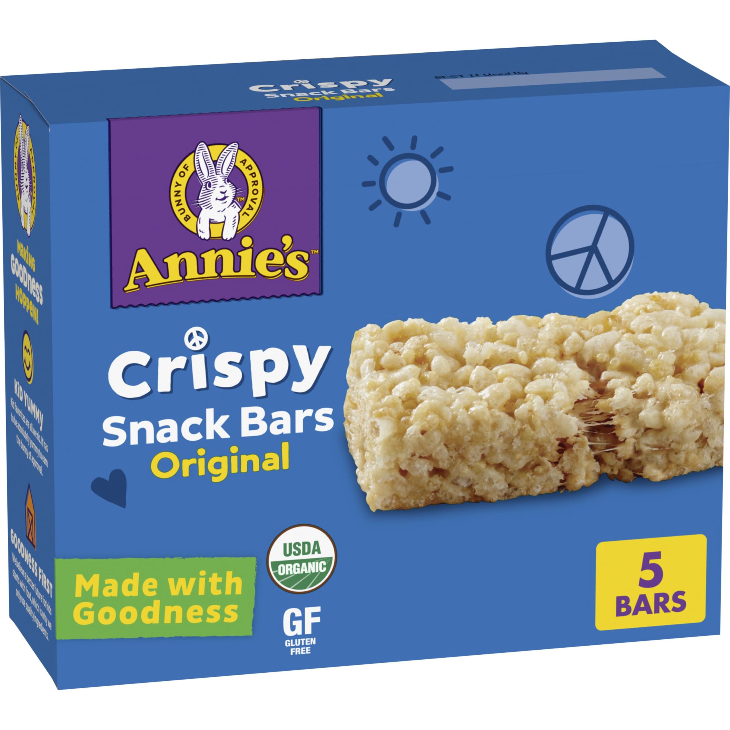 Annie's Organic Original Crispy Snack Bars, Gluten-Free, 3.9 oz, 5 ct | Gluten-Free, Gelatin-Free, Certified Organic, No Artificial Flavors or High-Fructose Corn Syrup