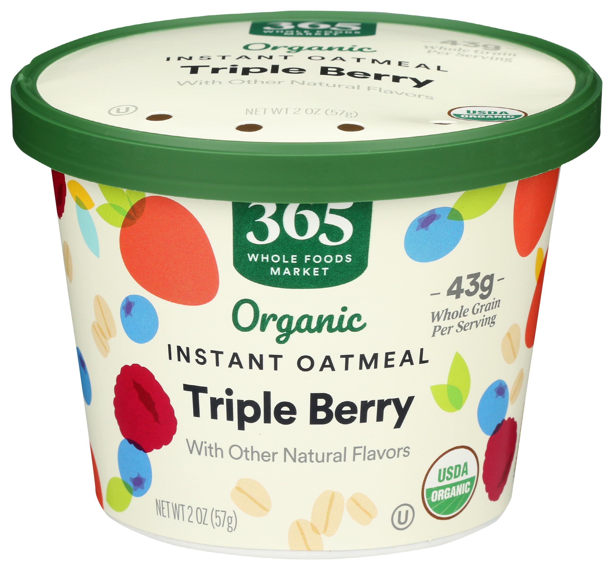 Organic Triple Berry Instant Oatmeal, Single Serve, 2 Ounce