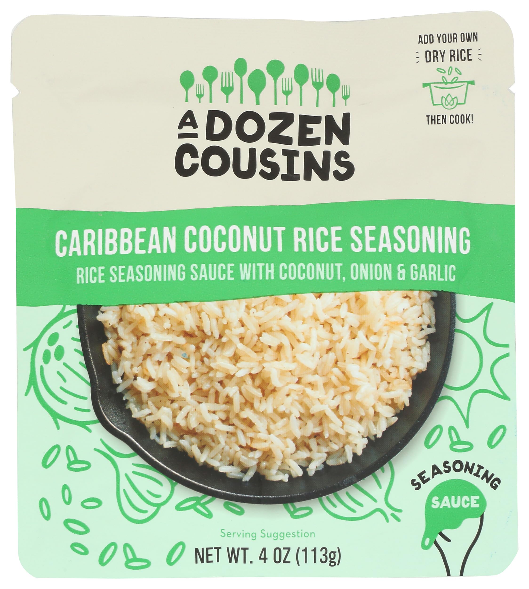 A Dozen Cousins, Sauce Rice Seasoning Carribean Coconut, 4 Ounce