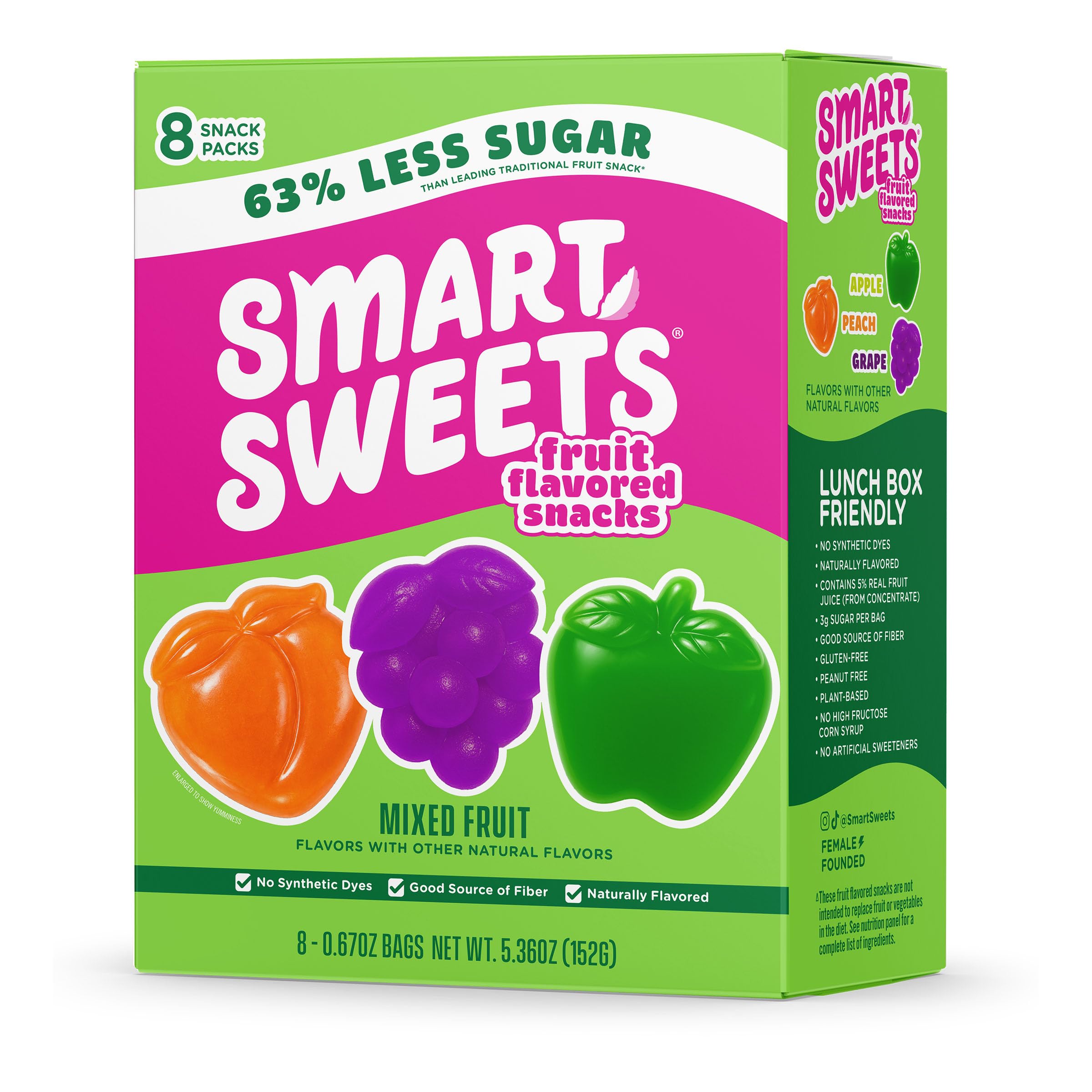 SmartSweets Mixed Fruit Flavored Snacks, Gummy Candy, 0.78oz Packs, 8 Count | Gluten Free, Plant Based, Healthy Snacks For Adults And Kids, Fiber Candy, Fun Chewy Gummies, Healthy Candy