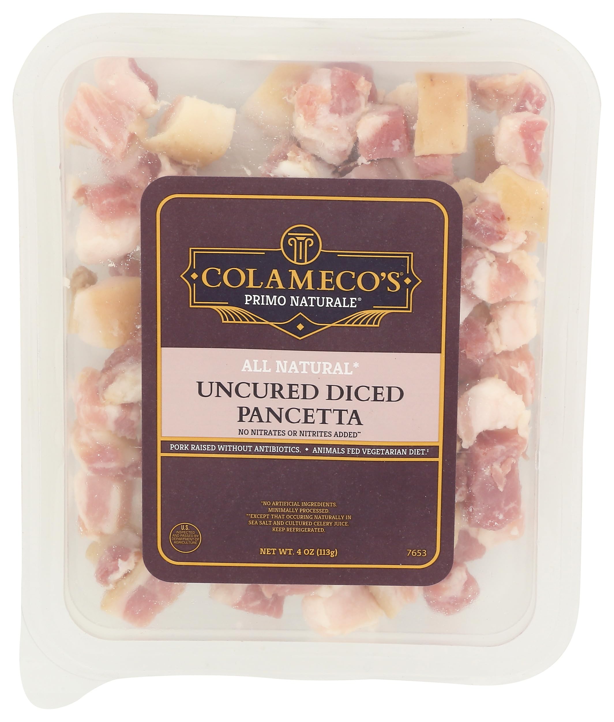 Pork Pancetta Diced Uncured, 4 Ounce