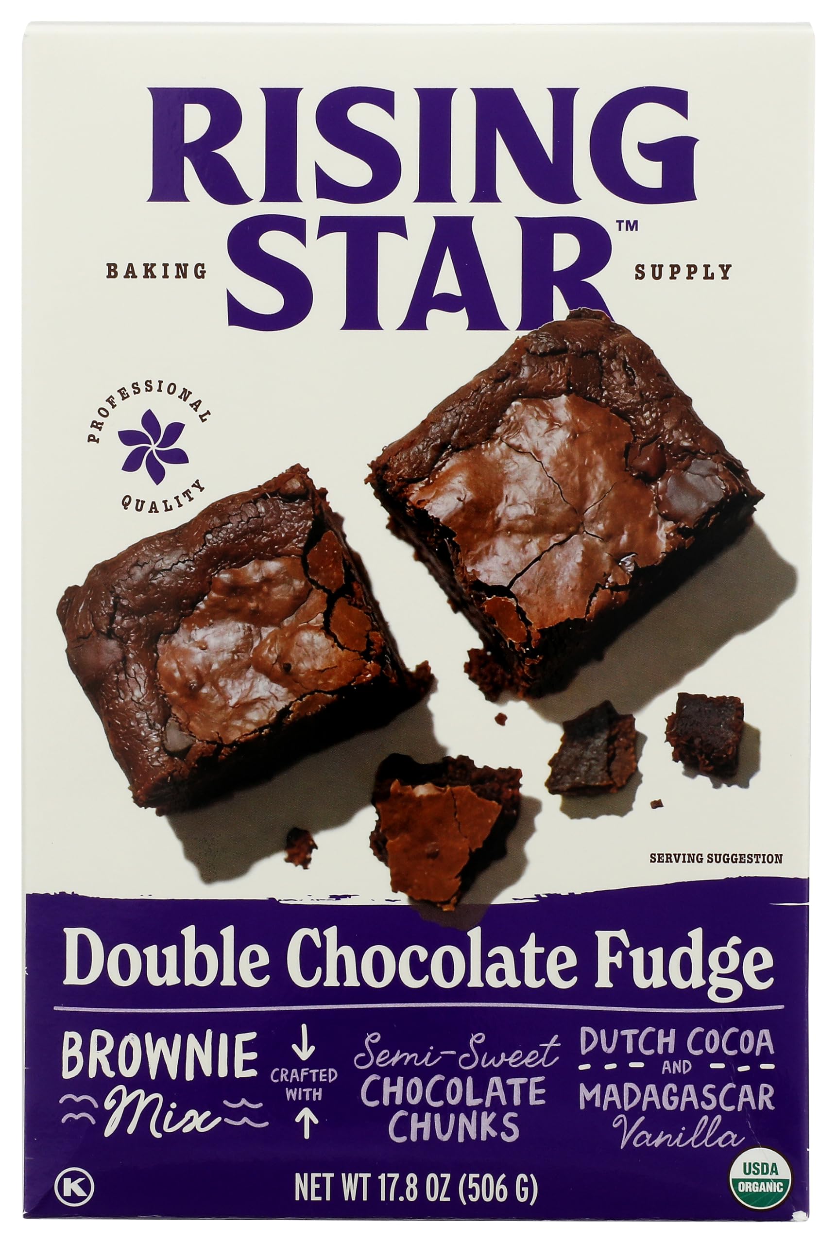 Rising Star Organic Double Fudge Chocolate Brownie Mix Organic, 17.8 OZ