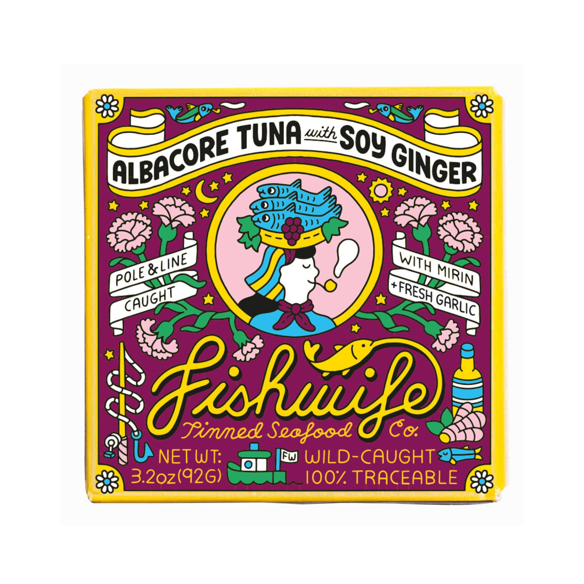Fishwife Albacore Tuna in Soy Ginger (1-Pack) | Premium Tinned Fish | MSC-Certified Seafood | High Protein, Gluten Free, Paleo Friendly, Omega-3s | Wild-Caught Tuna from South Africa Fishery