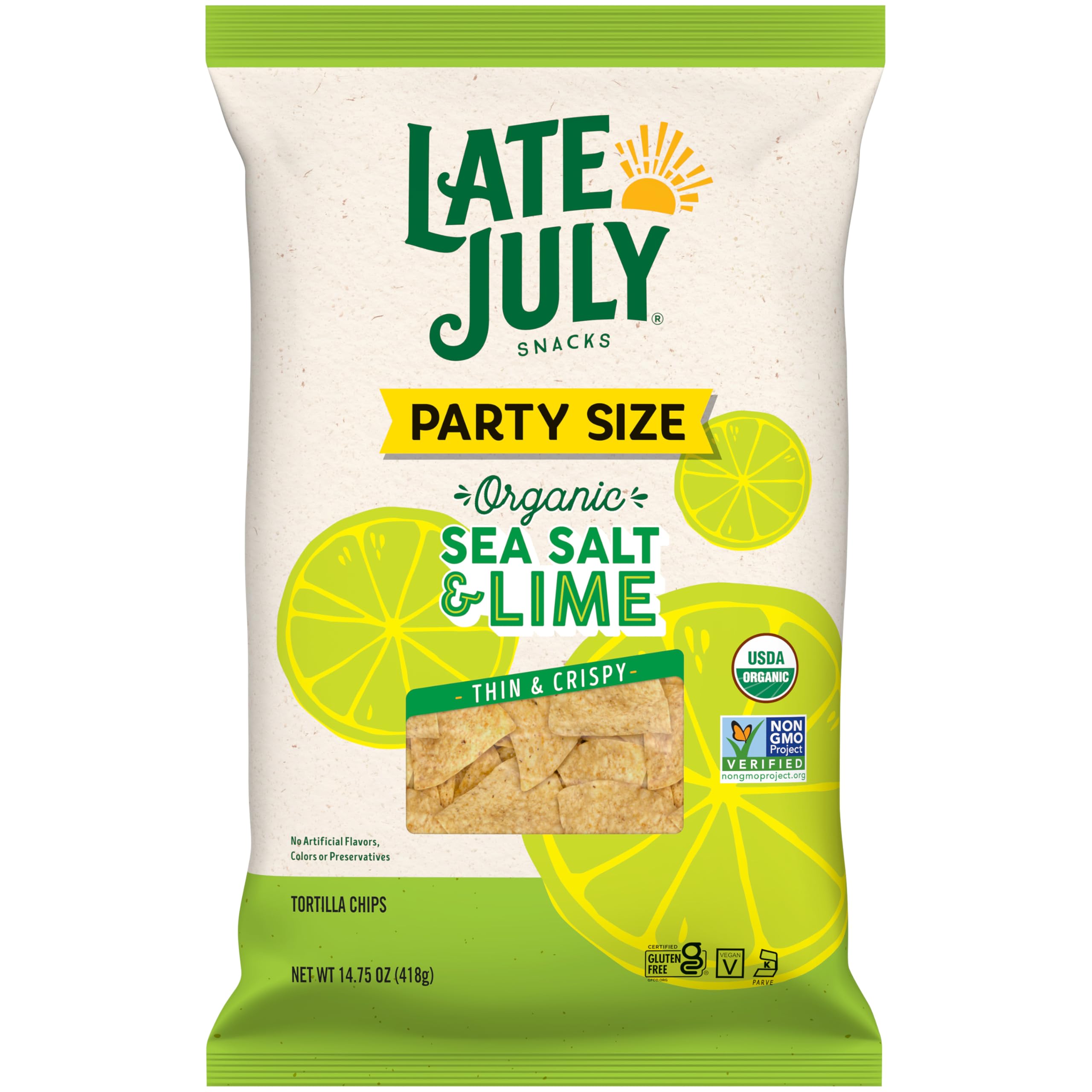 Late July Sea Salt & Lime Organic Tortilla Chips, 14.75 Oz Bag