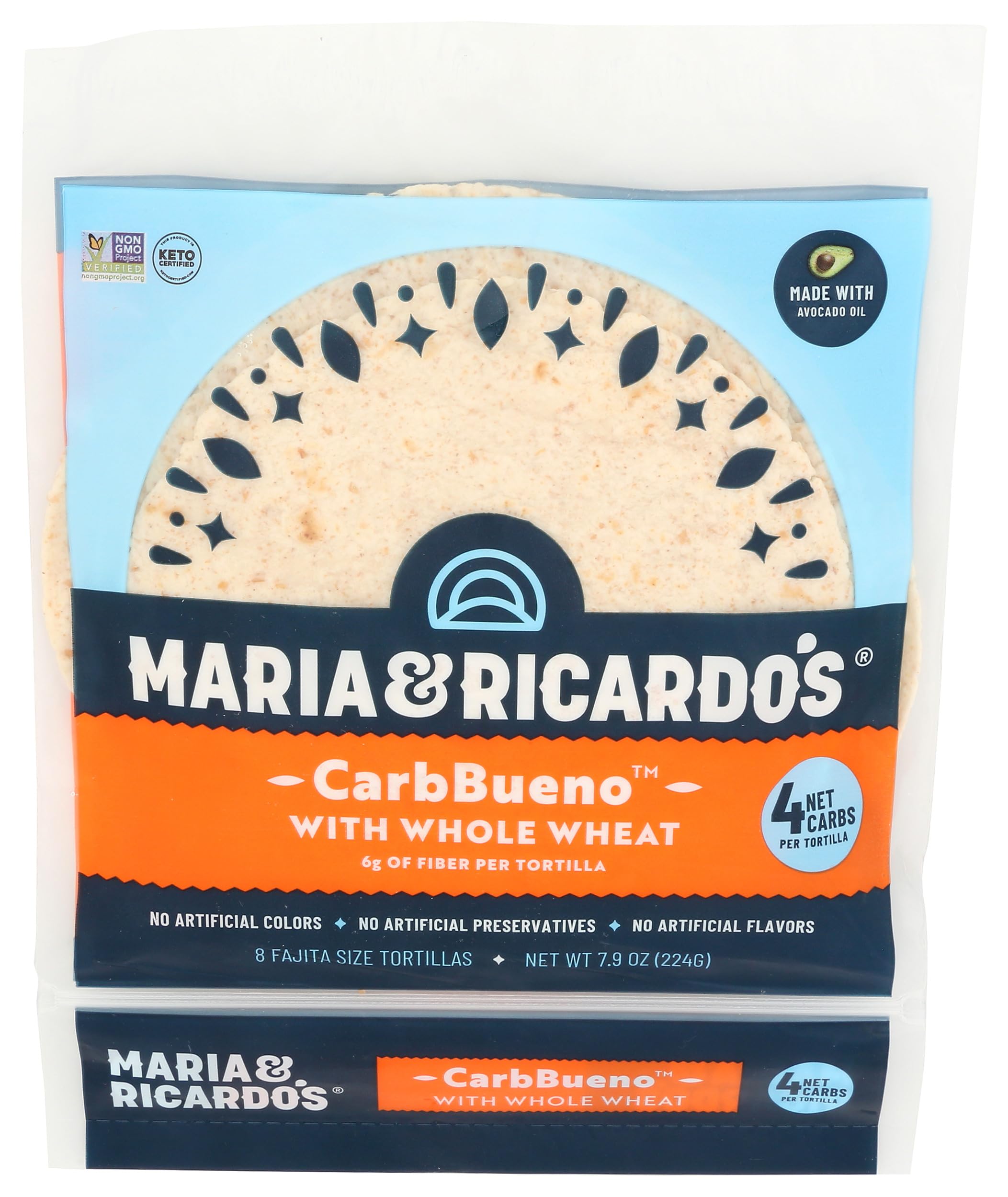 Maria & Ricardos Carb Bueno Whole Wheat Tortillas, 7.9 OZ