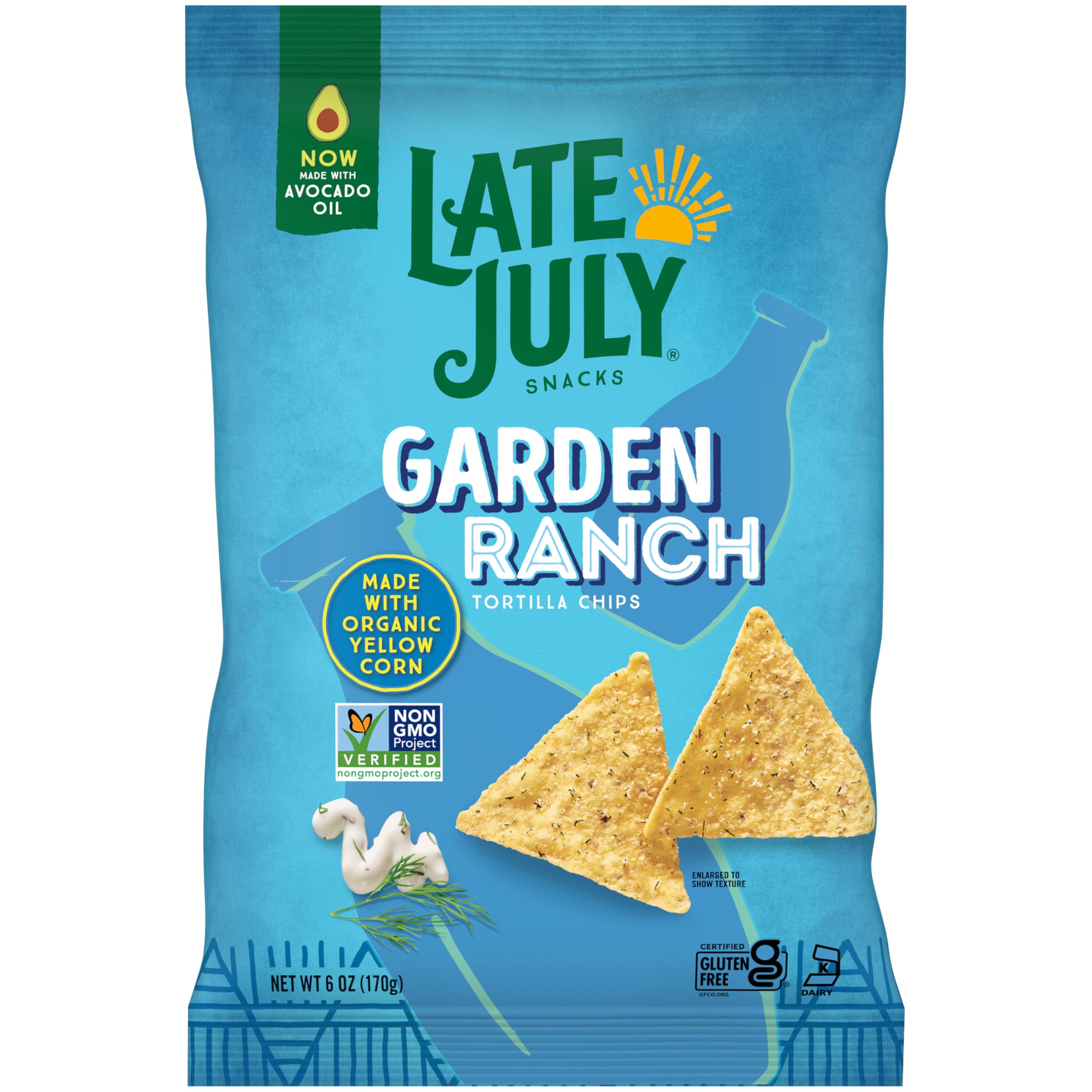 LATE JULY Snacks Garden Ranch Tortilla Chips, 6 Oz