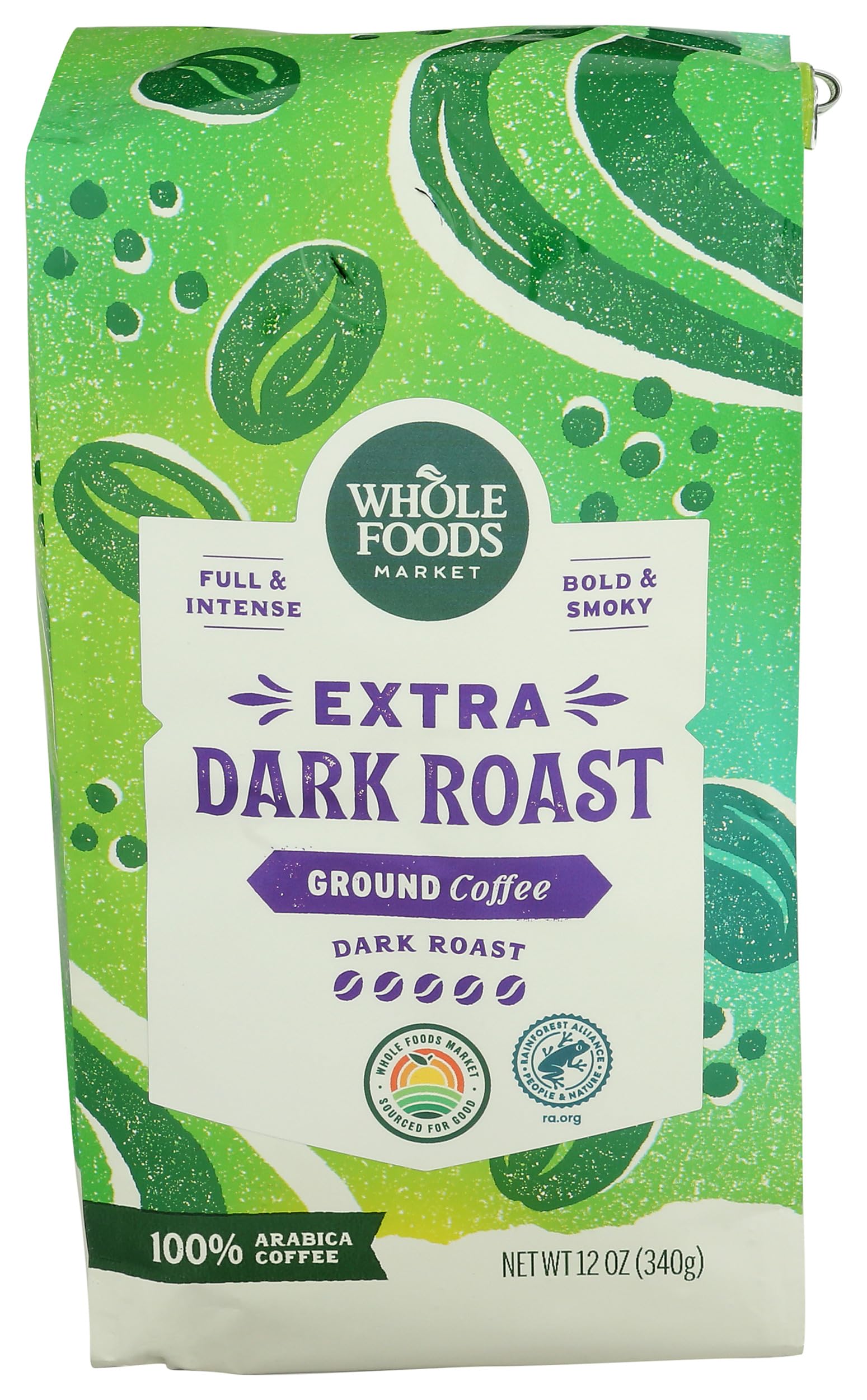 Extra Dark Roast Ground Coffee, Full & Intense, Bold & Smoky, 12 Ounce