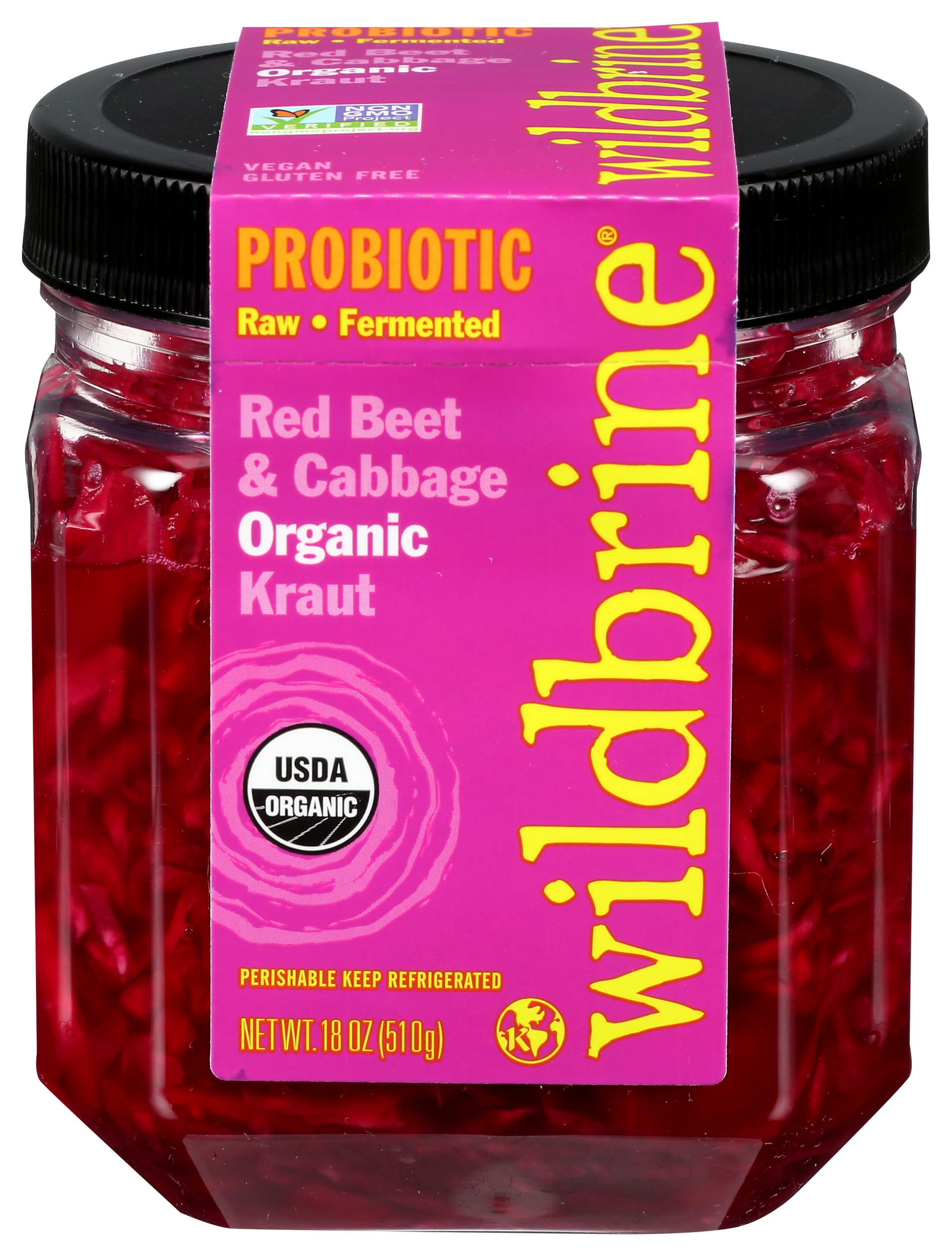 Wildbrine Organic Red Beet & Cabbage Sauerkraut 18 oz Jar