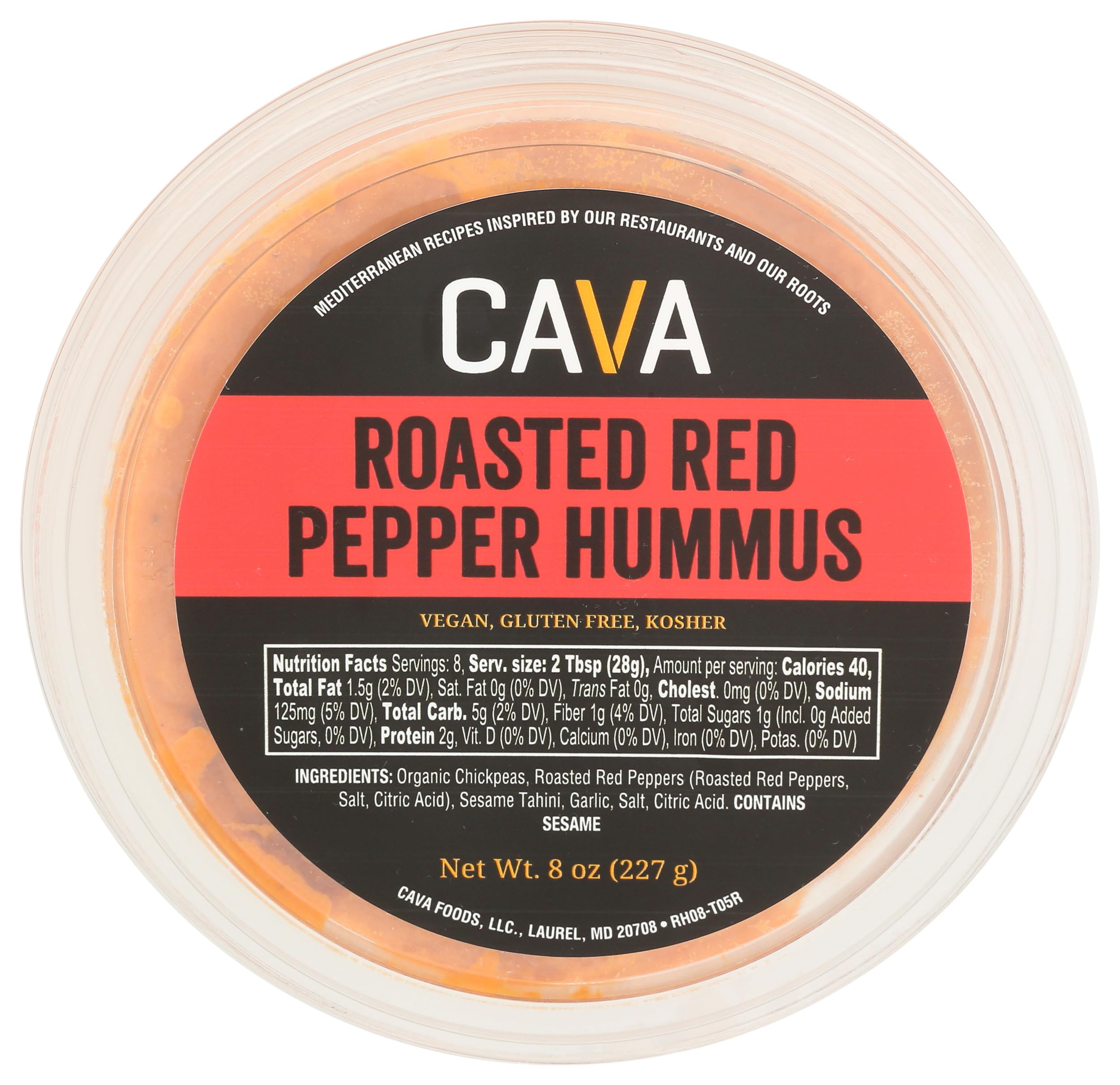 CAVA Roasted Red Pepper Hummus, 8 OZ