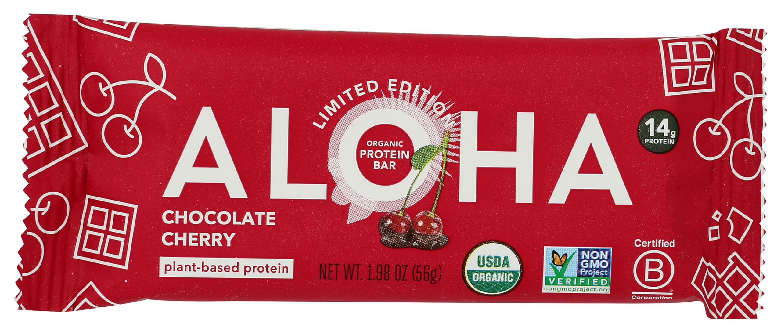 Aloha, Organic Chocolate Cherry Bar, 1.98 Ounce