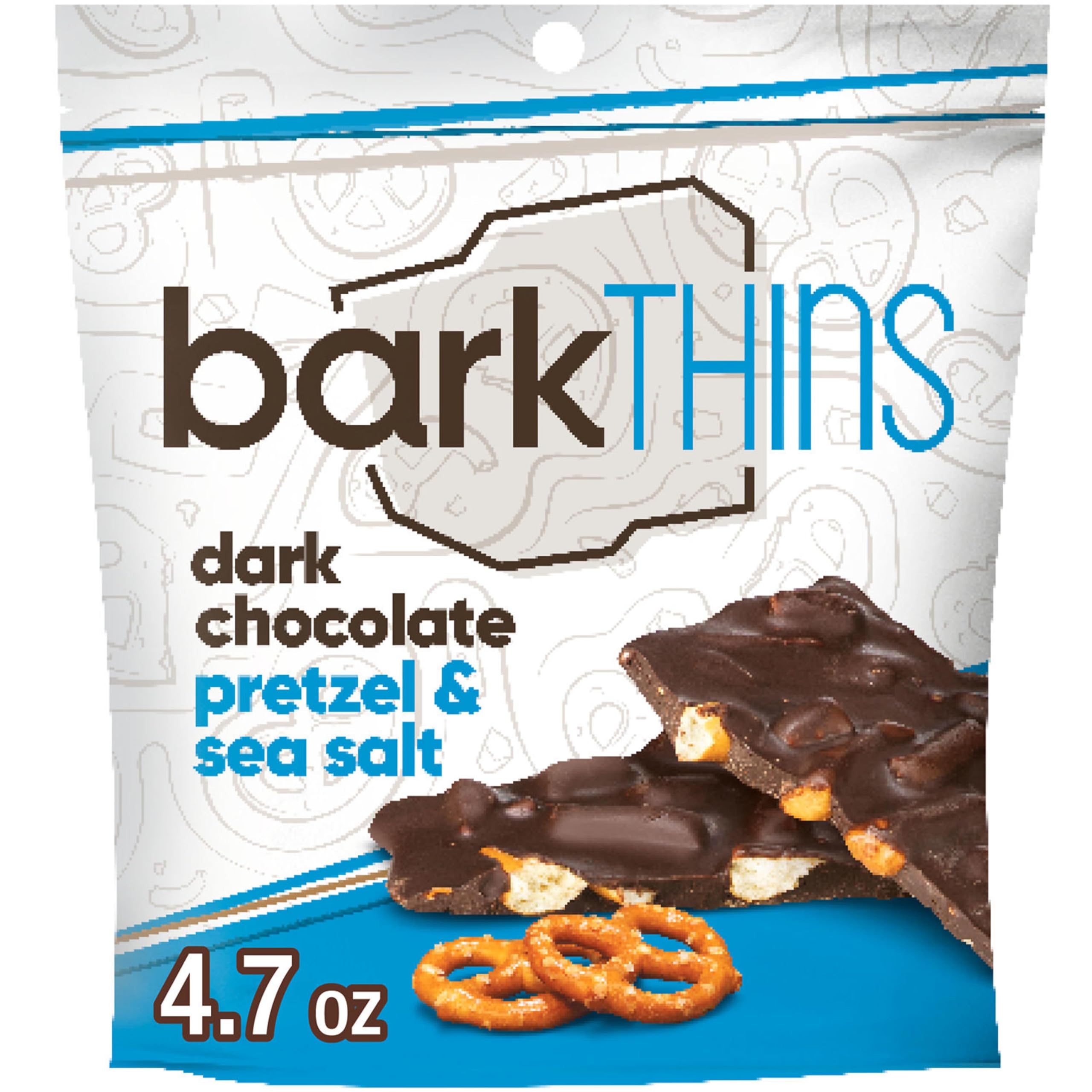 barkTHINS Dark Chocolate, Pretzel and Sea Salt Snacking Chocolate Bag, 4.7 oz