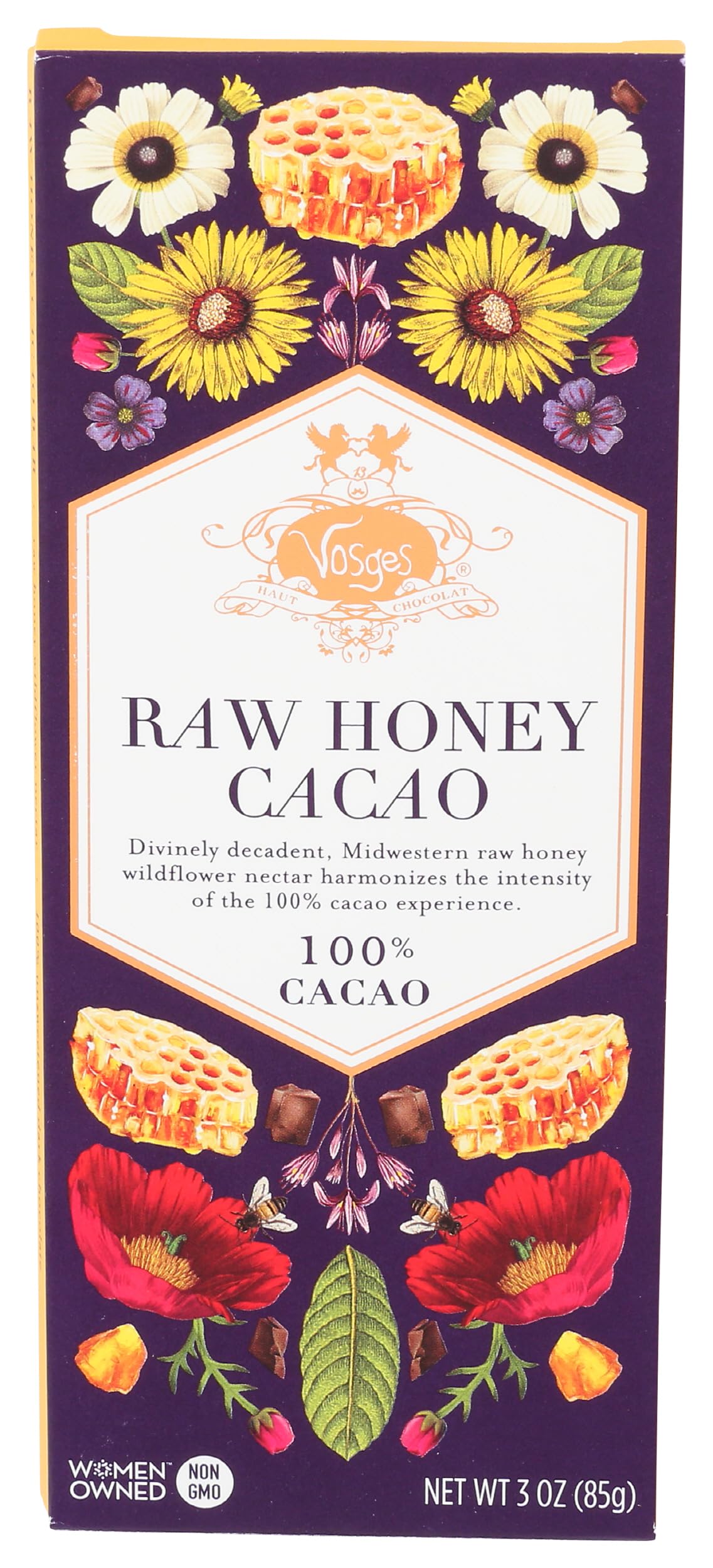 Vosges Haut Chocolat Honey Cacao Chocolate Bar, 3 OZ