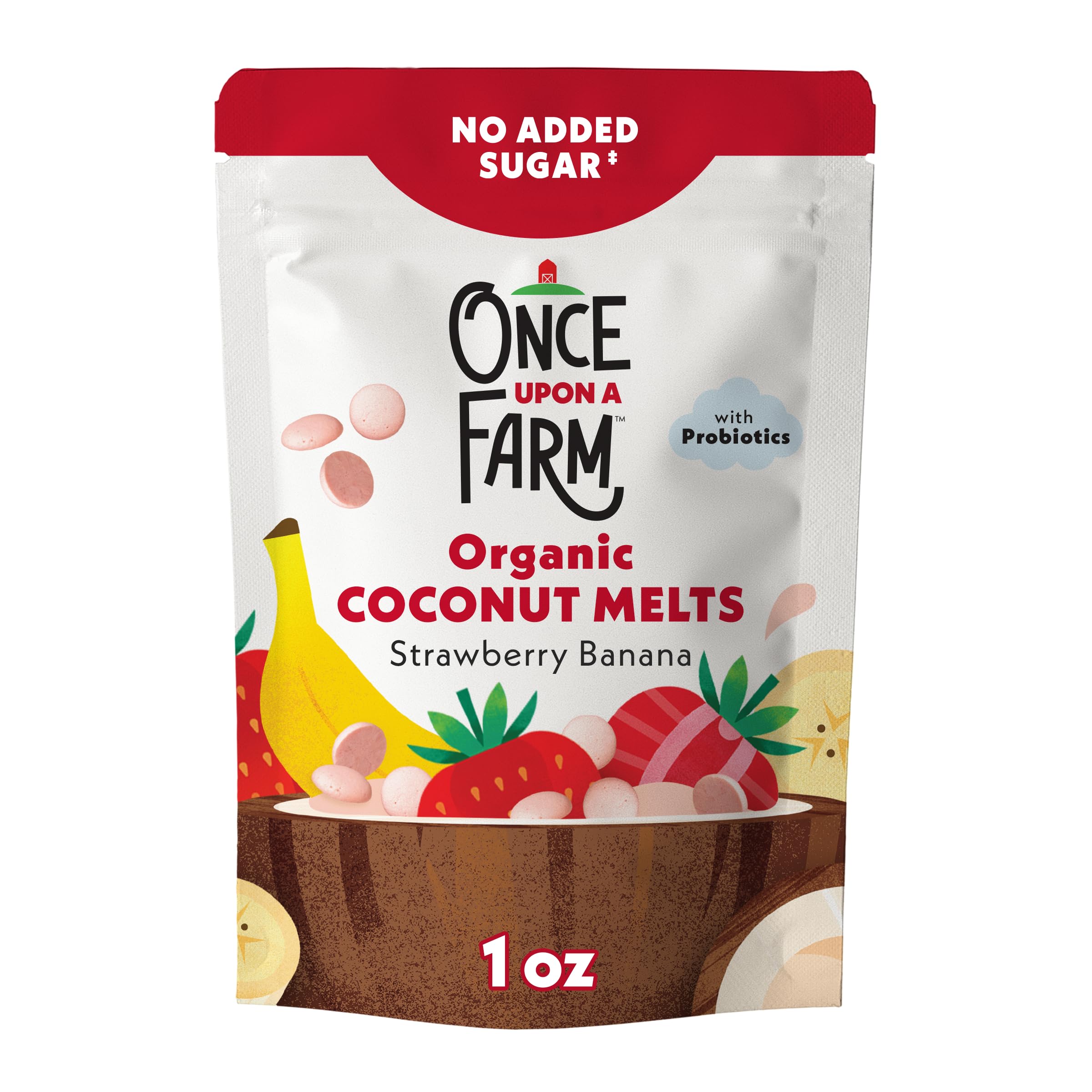Once Upon a Farm Organic Coconut Melts, Strawberry Banana, 1oz