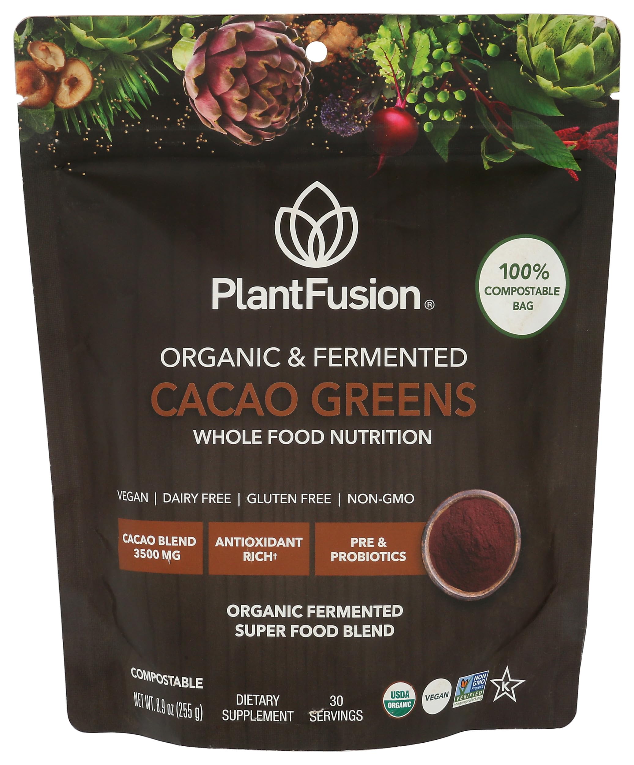 Plantfusion Organic Fermented Cacao Greens, 8.9 OZ