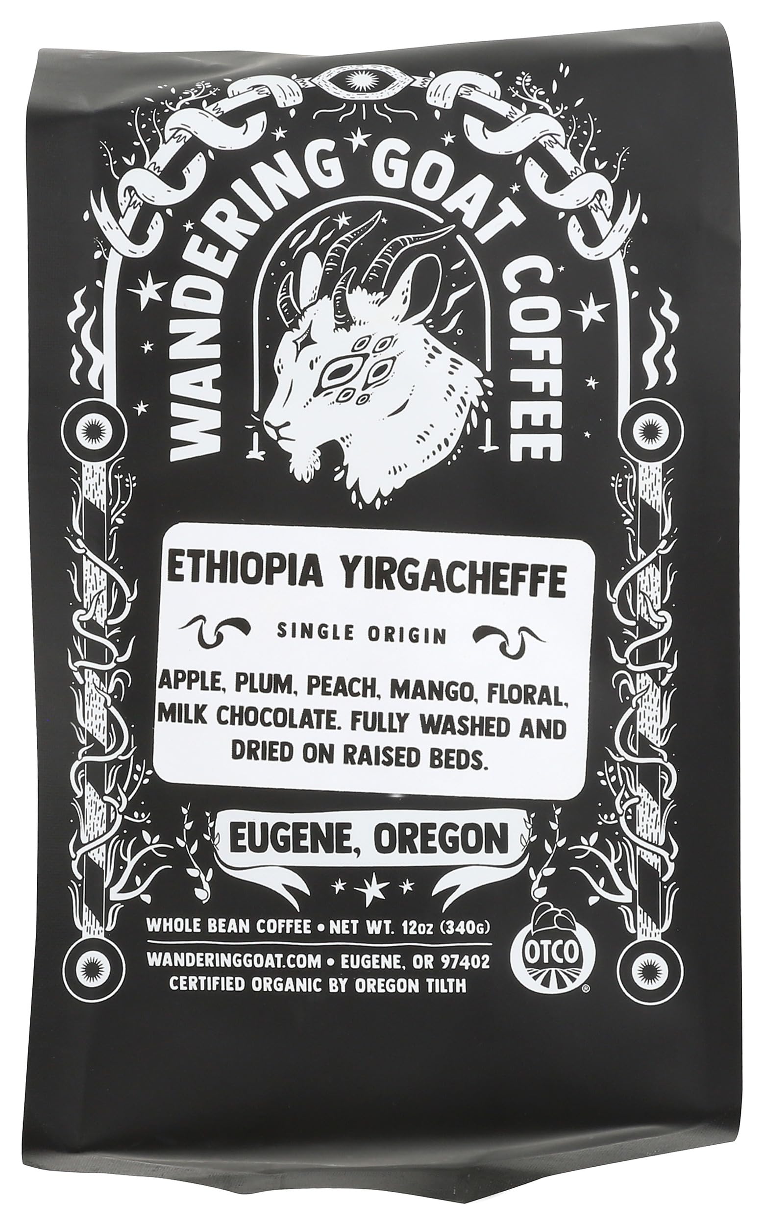 Wandering Goat Coffee, Coffee Whole Bean Ethiopia Washed, 12 Ounce