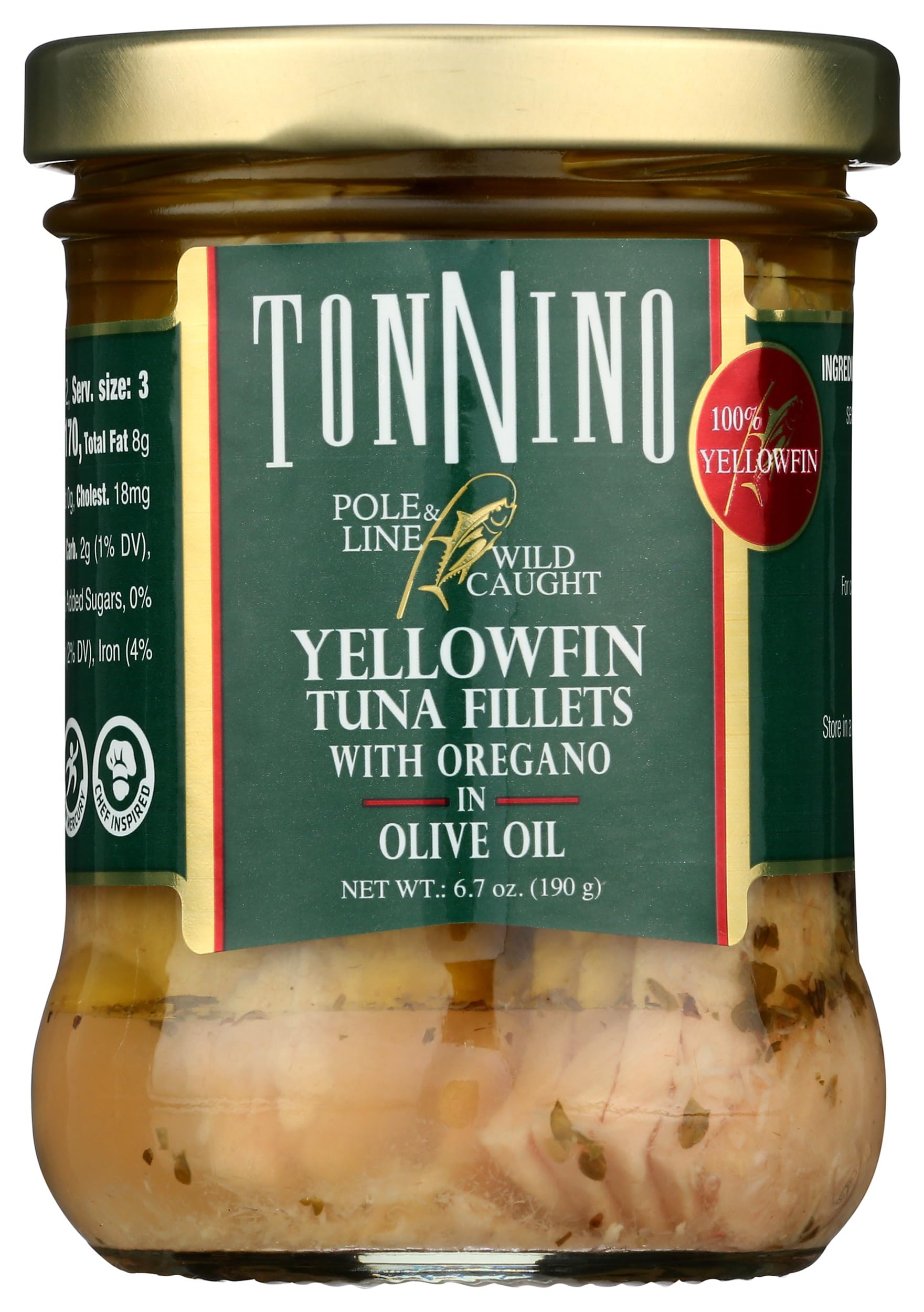 Tonnino Tuna Yellowfin Fillets (Pack of 1, Oregano)
