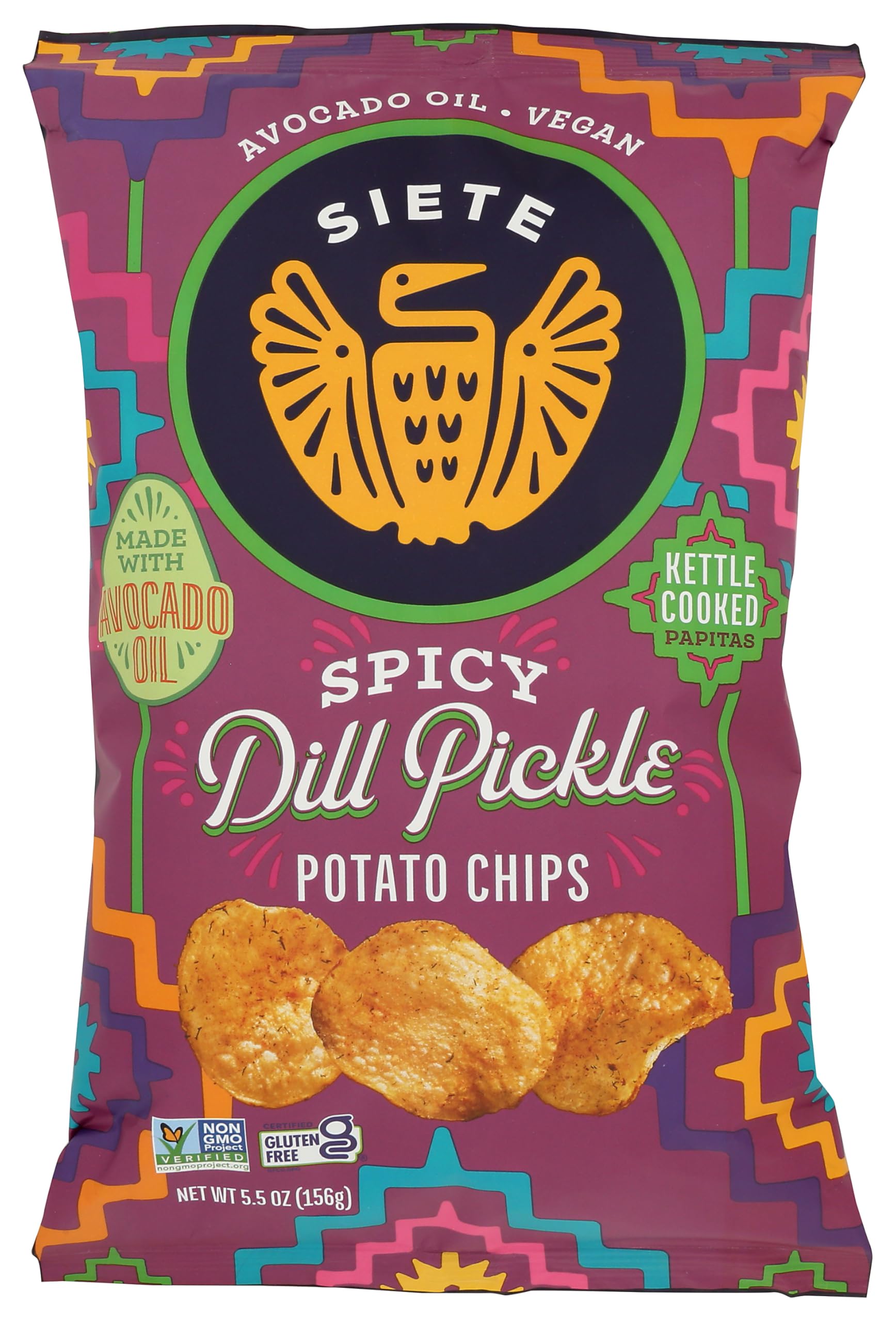 SIETE FAMILY FOODS Spicy Dill Pickle Potato Chips, 5.5 OZ