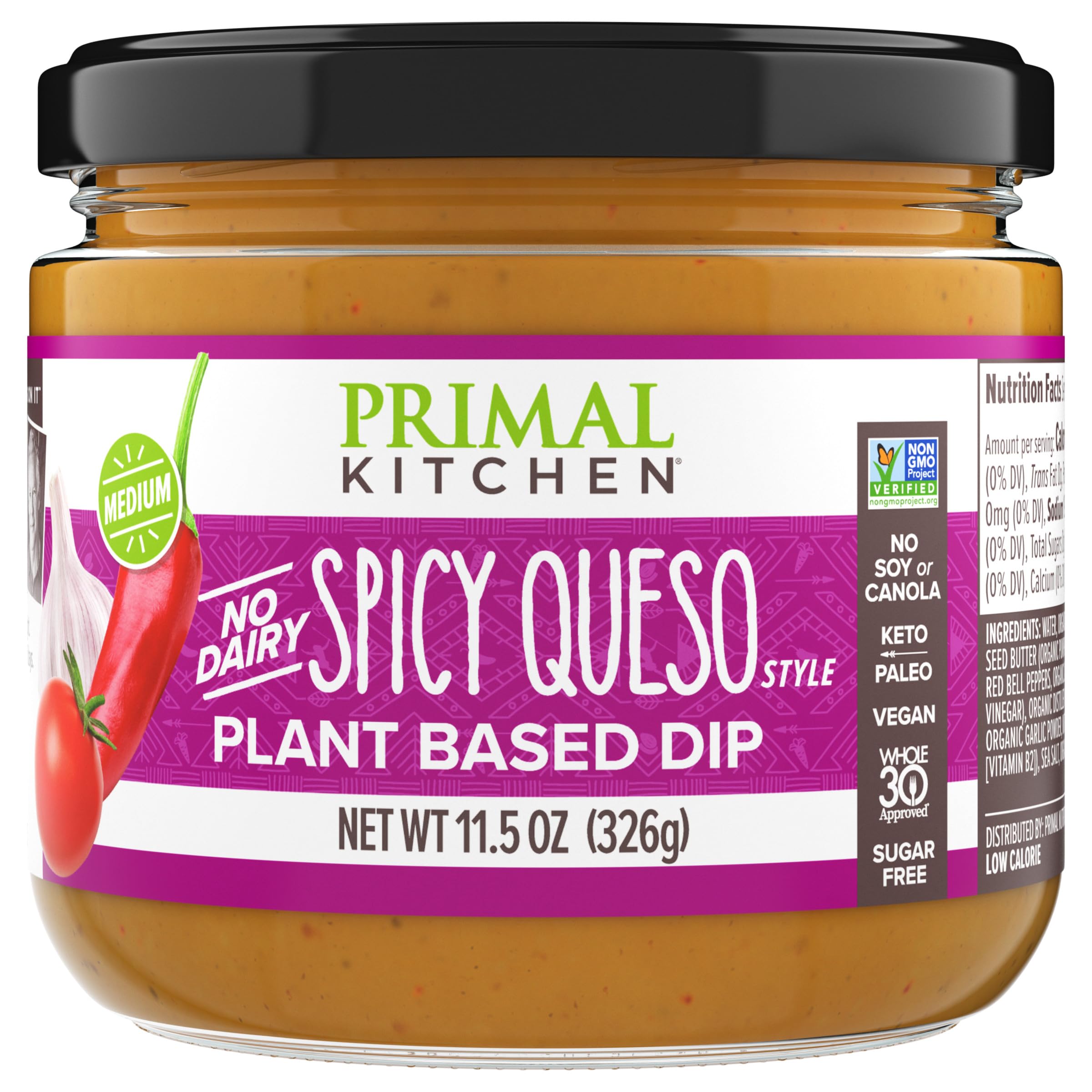Primal Kitchen No Dairy Spicy Queso Style Plant Based Dip 11.5 oz