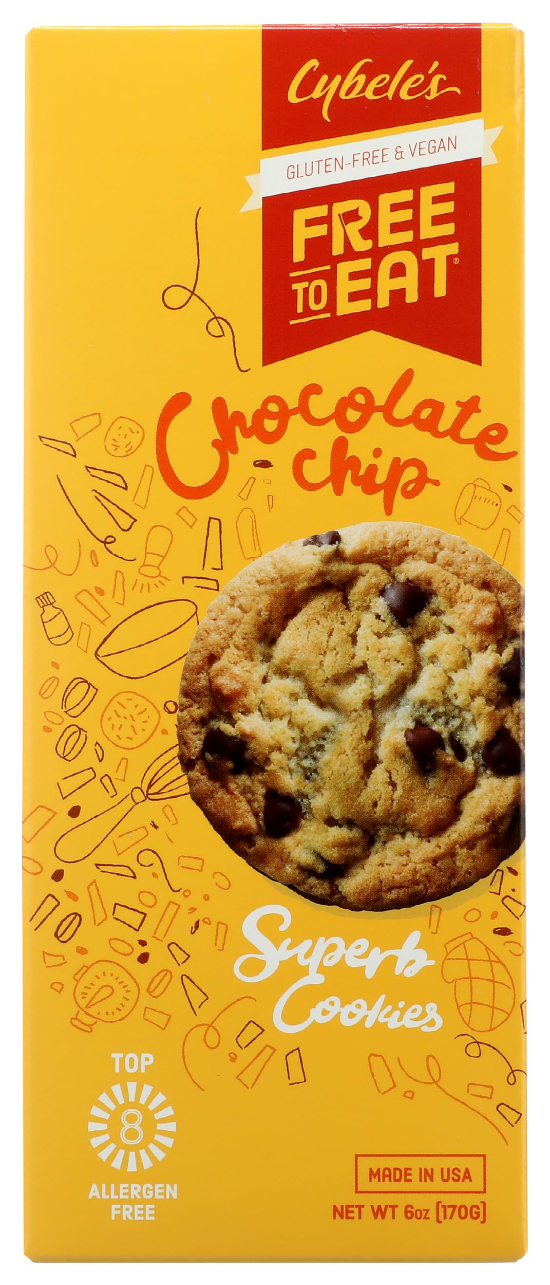 FREE TO EAT CYBELES COOKIE CHOC CHIP, (108504000400), Chocolate Chip, 6 Oz