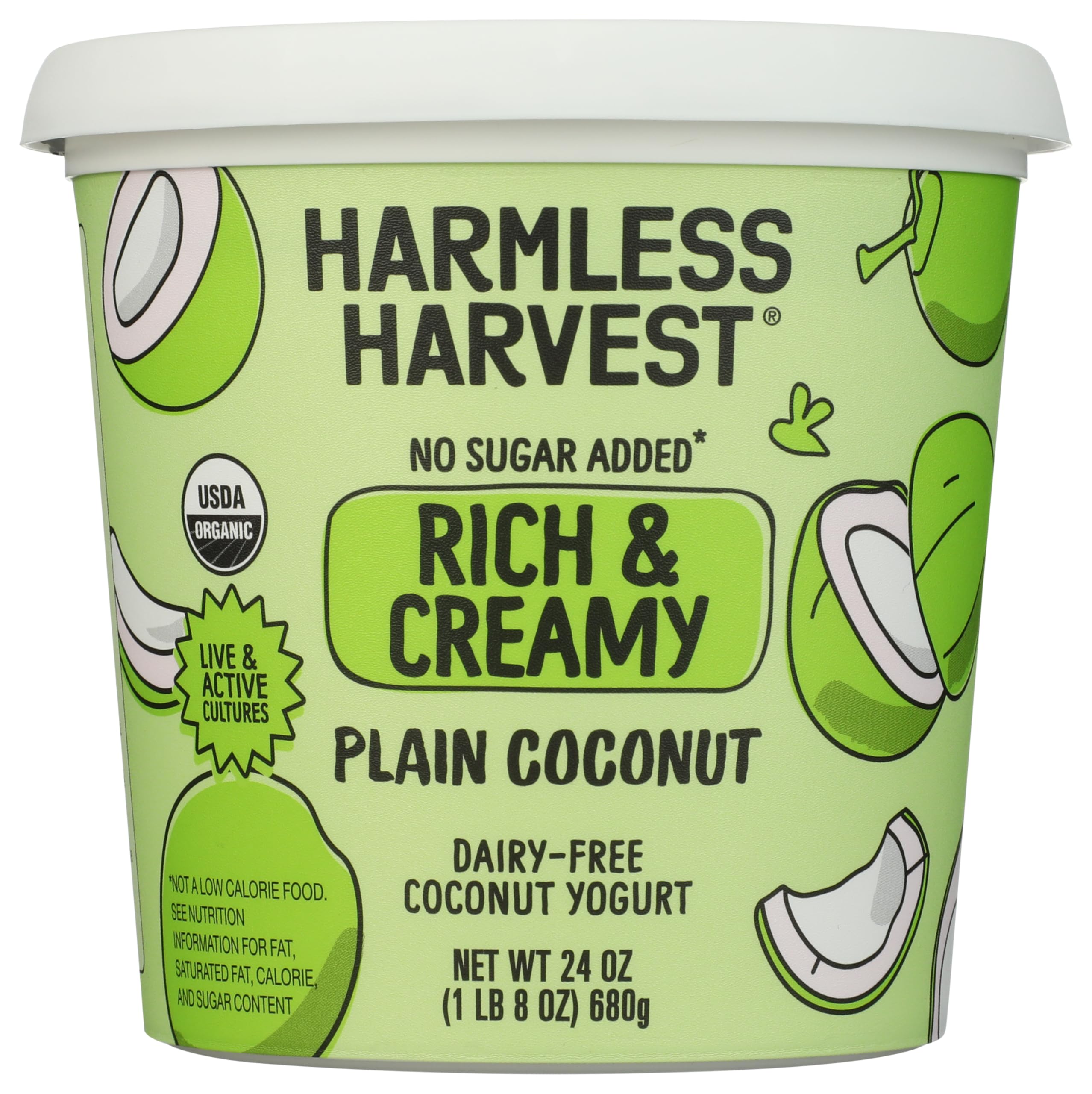 Harmless Harvest Organic Unsweetened Plain Rich & Creamy Coconut Yogurt, 24 OZ