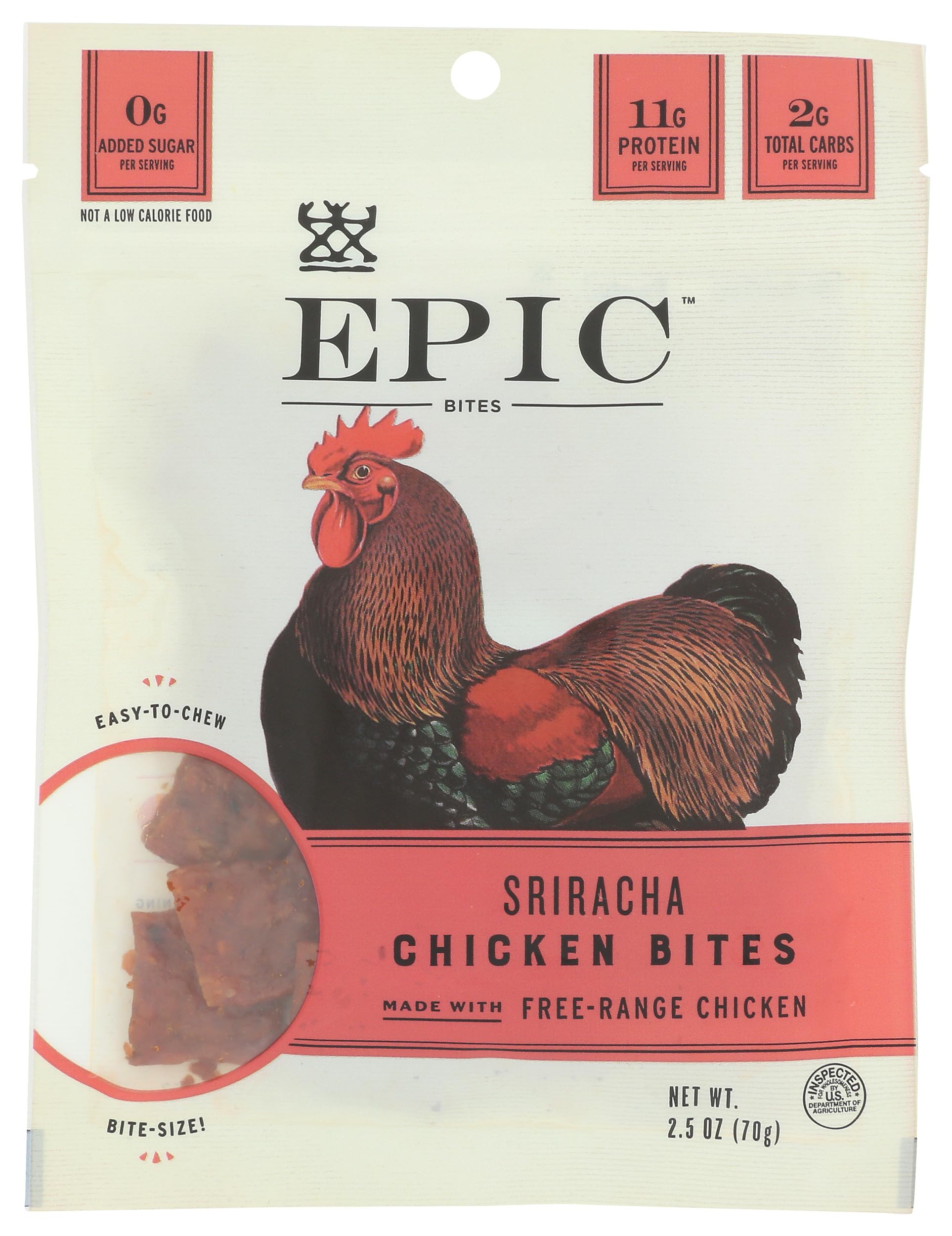Epic Products, Chicken Jerky Sriracha Bites, 2.5 Ounce