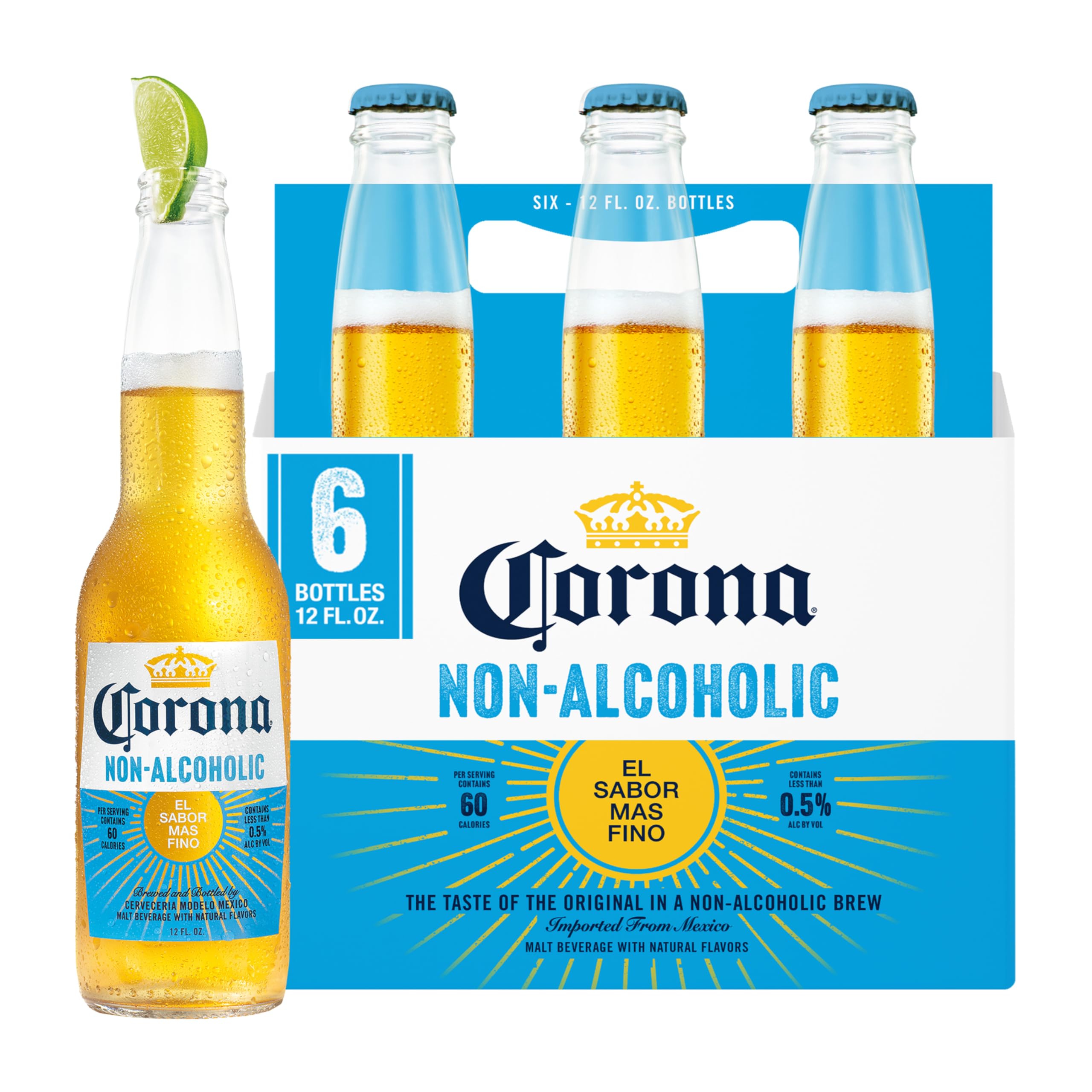 Corona Non-Alcoholic Malt Beverage Mexican Import Brew, 6 pk, 12 fl oz Bottles, less than 0.5% ABV