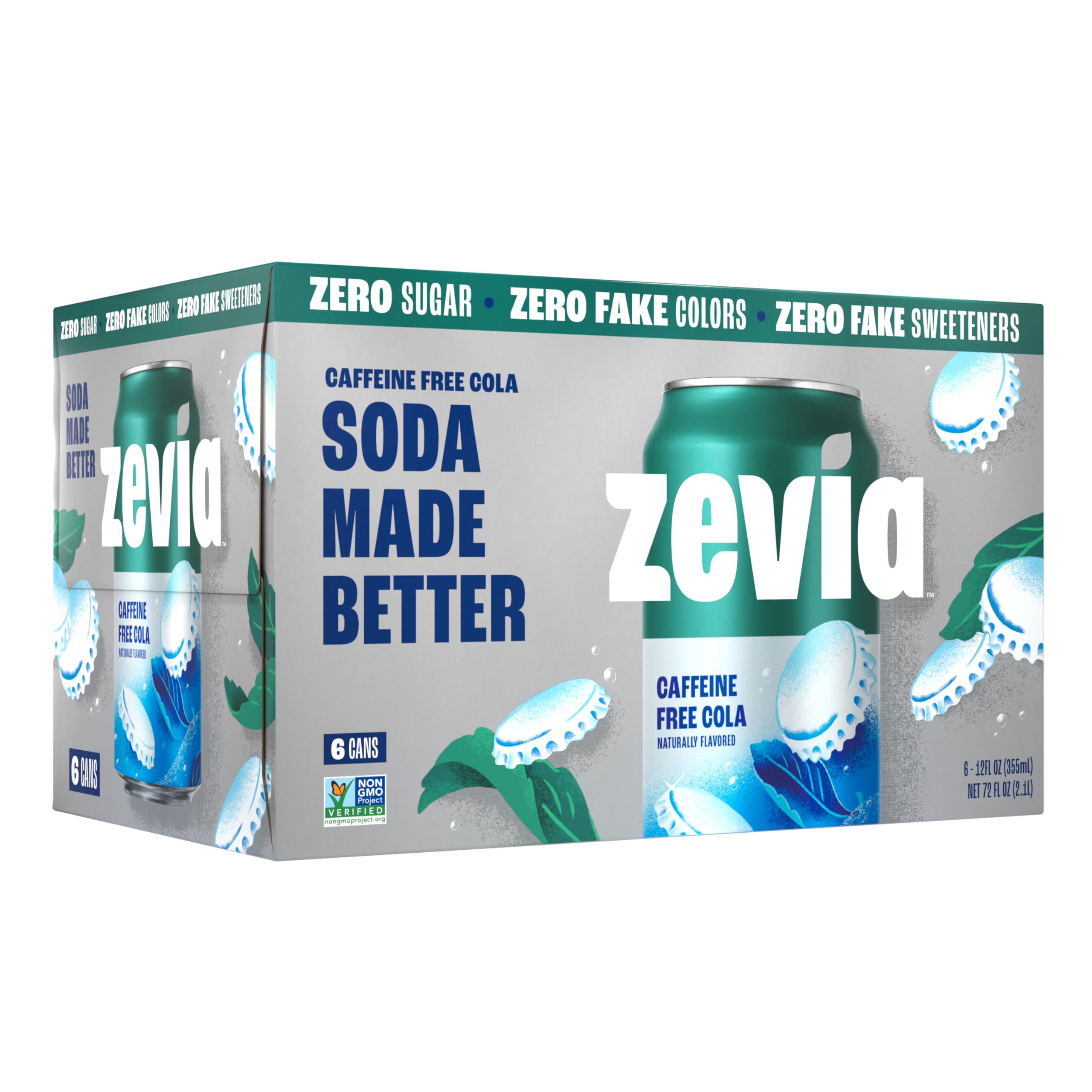 Zevia Zero Calorie Soda, Caffeine Free Cola, 12 fl oz Cans (Pack of 6)