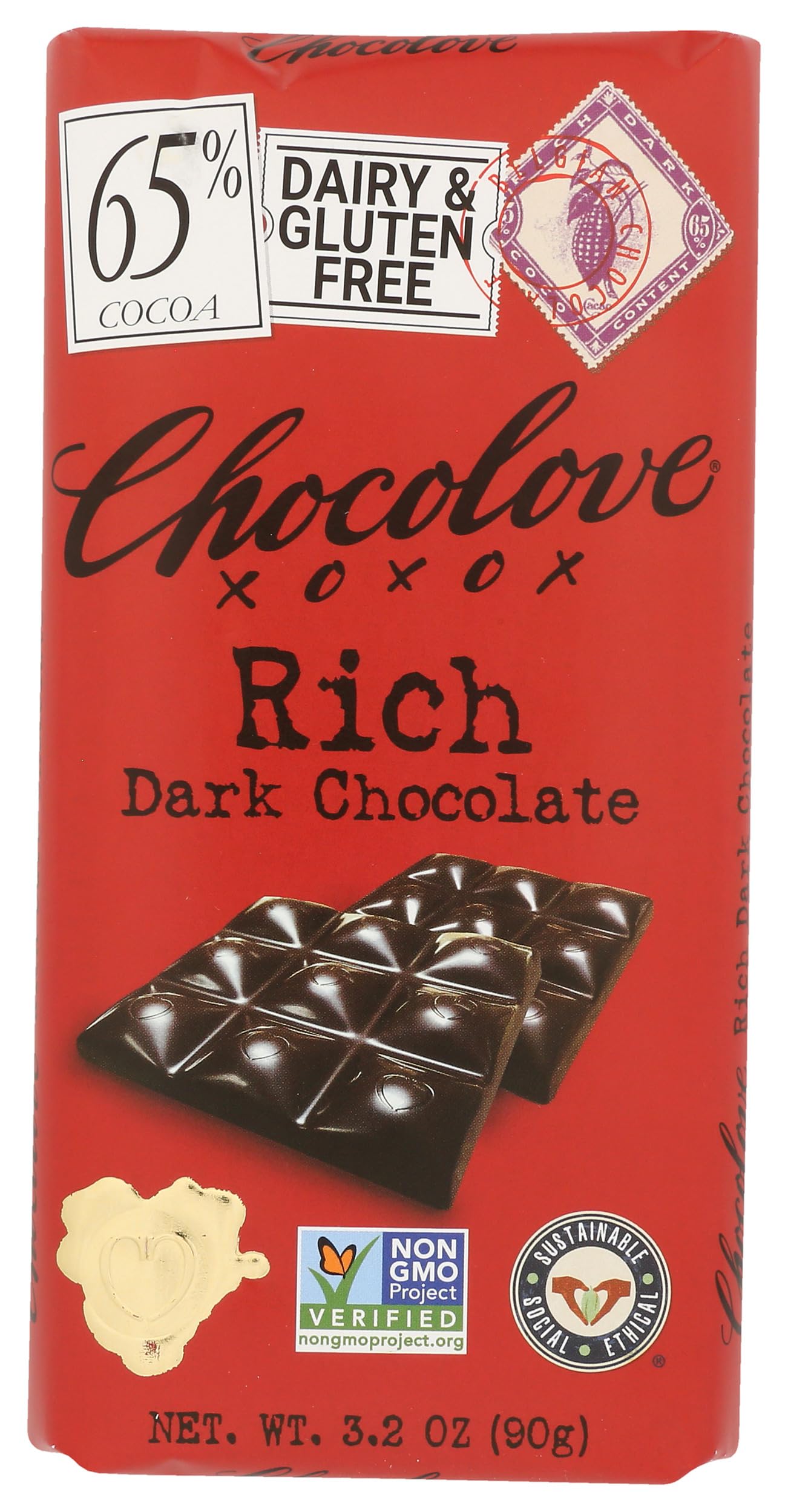 Bar Dark Chocolate Rich 65%, 3.2 Ounce
