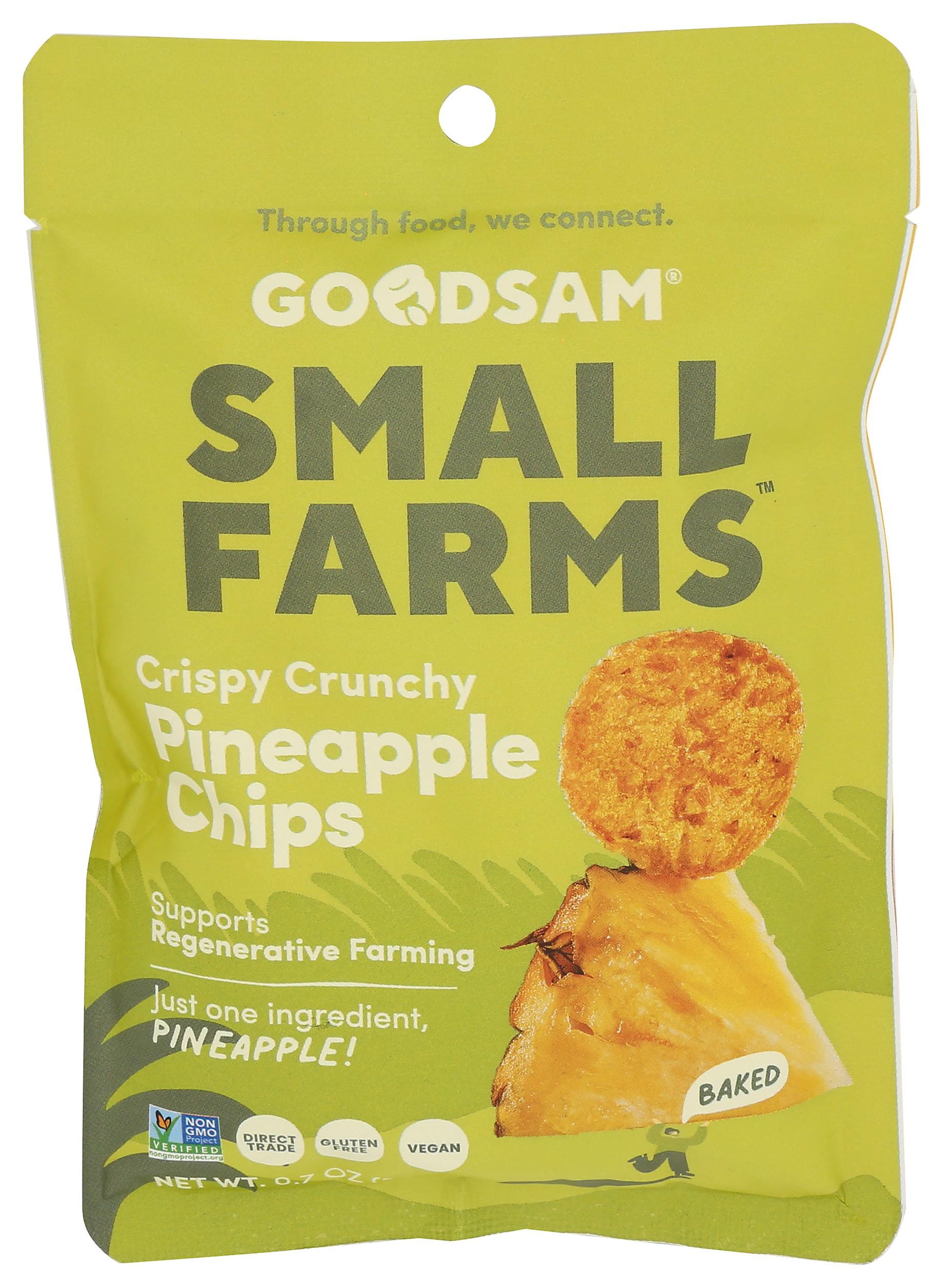 GoodSAM Baked Pineapple Fruit Chips – Simple, One-Ingredient Fruit Snack Supporting Regenerative Family Farms, 0.7oz