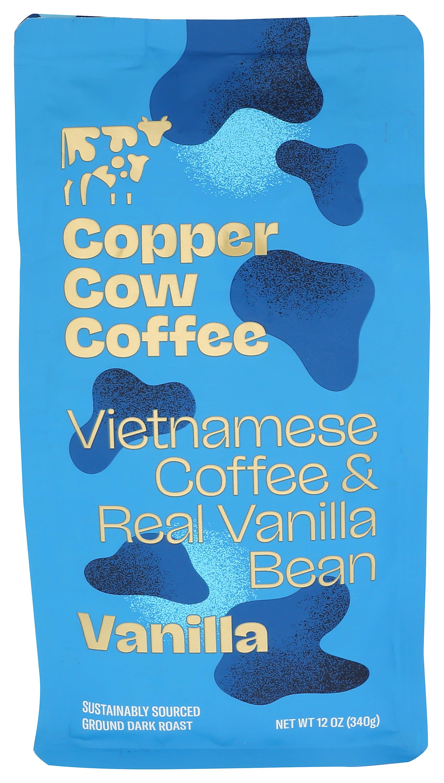 Copper Cow Coffee Coffee Vanilla Ground, 12 Ounce