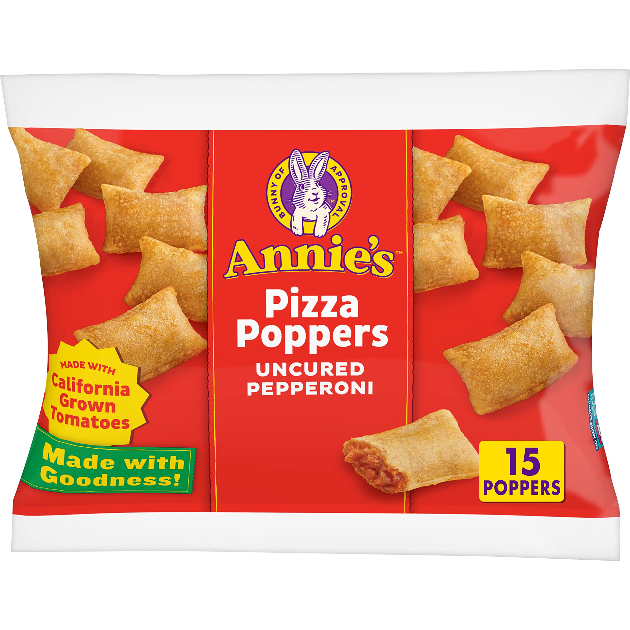 Annie's Pepperoni Frozen Pizza Poppers, Snacks, 15 ct, 6.8 oz | Make in the Oven, Microwave or Toaster Oven, Made with Real Cheese, Great for After-School or Party Snacks