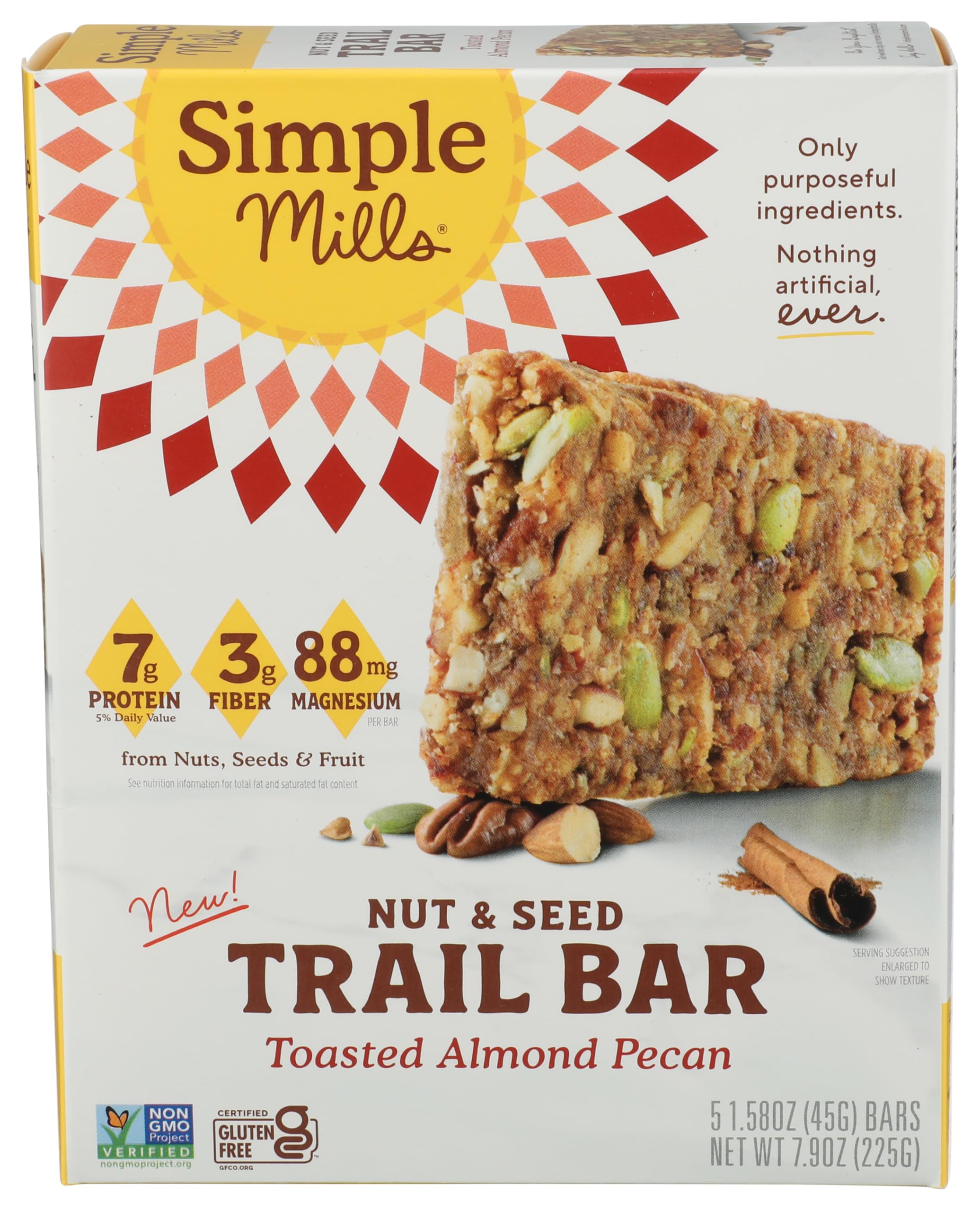 Simple Mills Toasted Almond Pecan Bar 5pk, 7.9 OZ