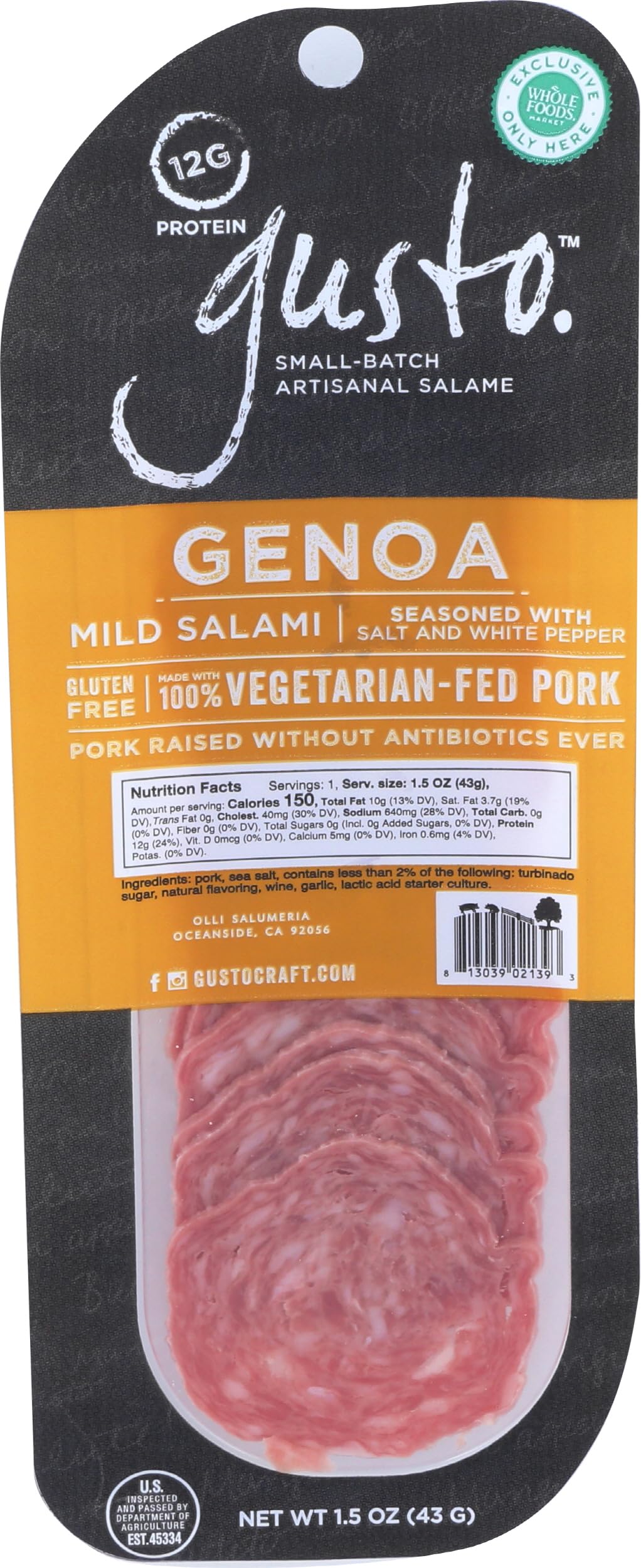 GUSTO Sliced Genoa Salami Snack Pack, 1.5 OZ