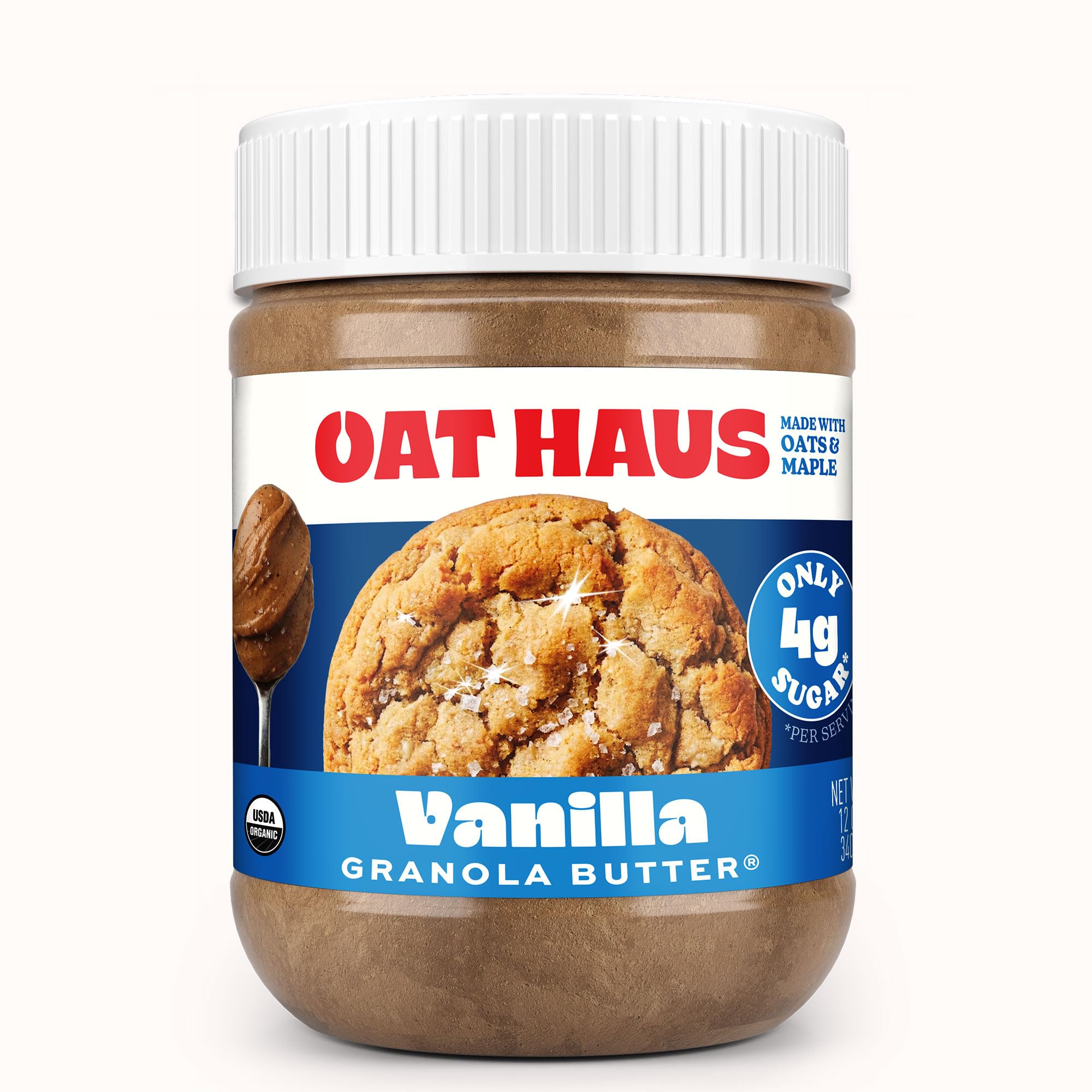 Oat Haus Organic Vanilla Cookie Granola Butter | Peanut-free, Almond (Tree-Nut) Free, & School-Safe (Top 8 Allergen Free) | Sunflower Seed & Cookie Butter Alternative | 12 oz (1 Jar)