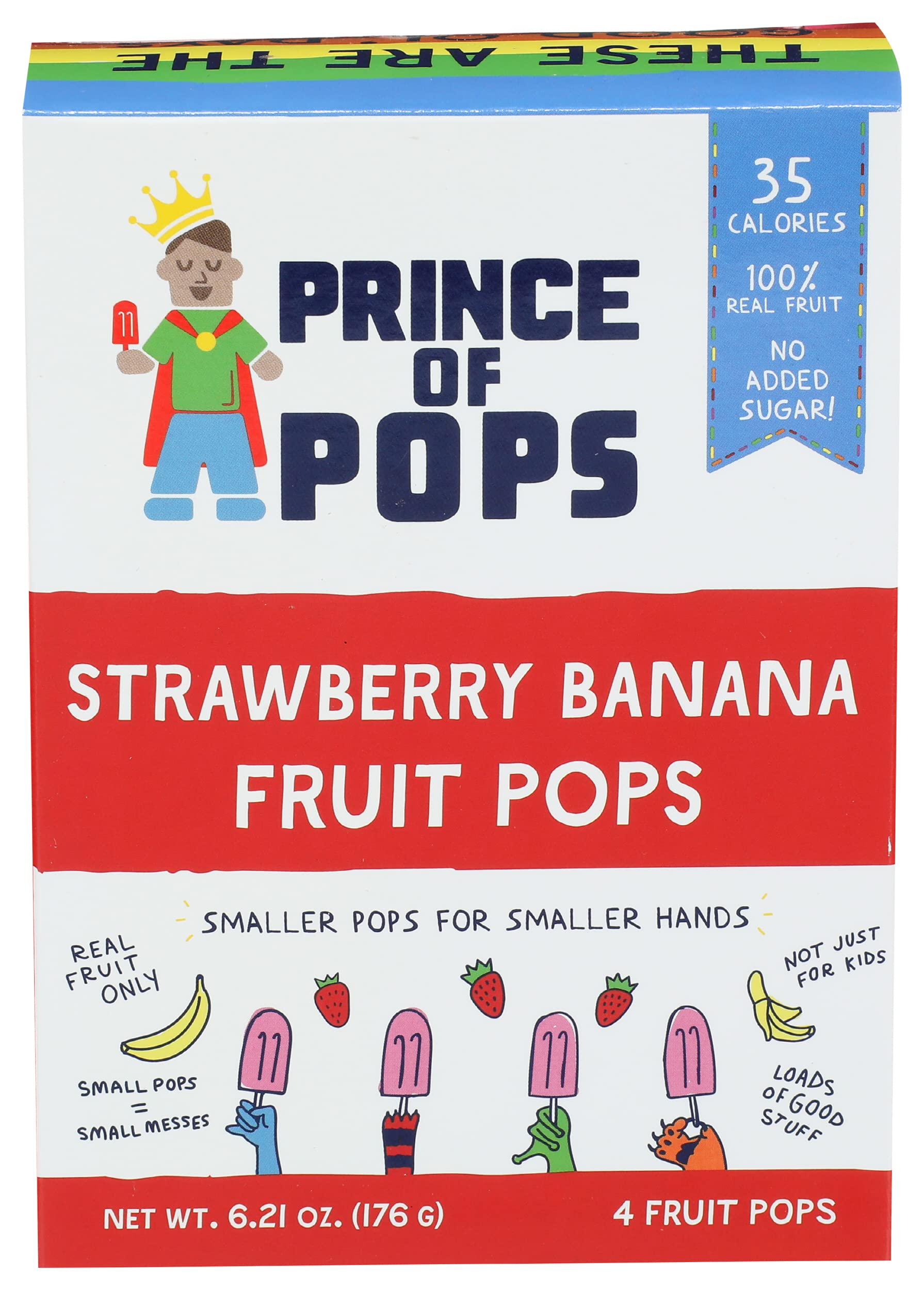 Prince Of Pops, Fruit Pops Strawberry Banana, 6.21 Ounce