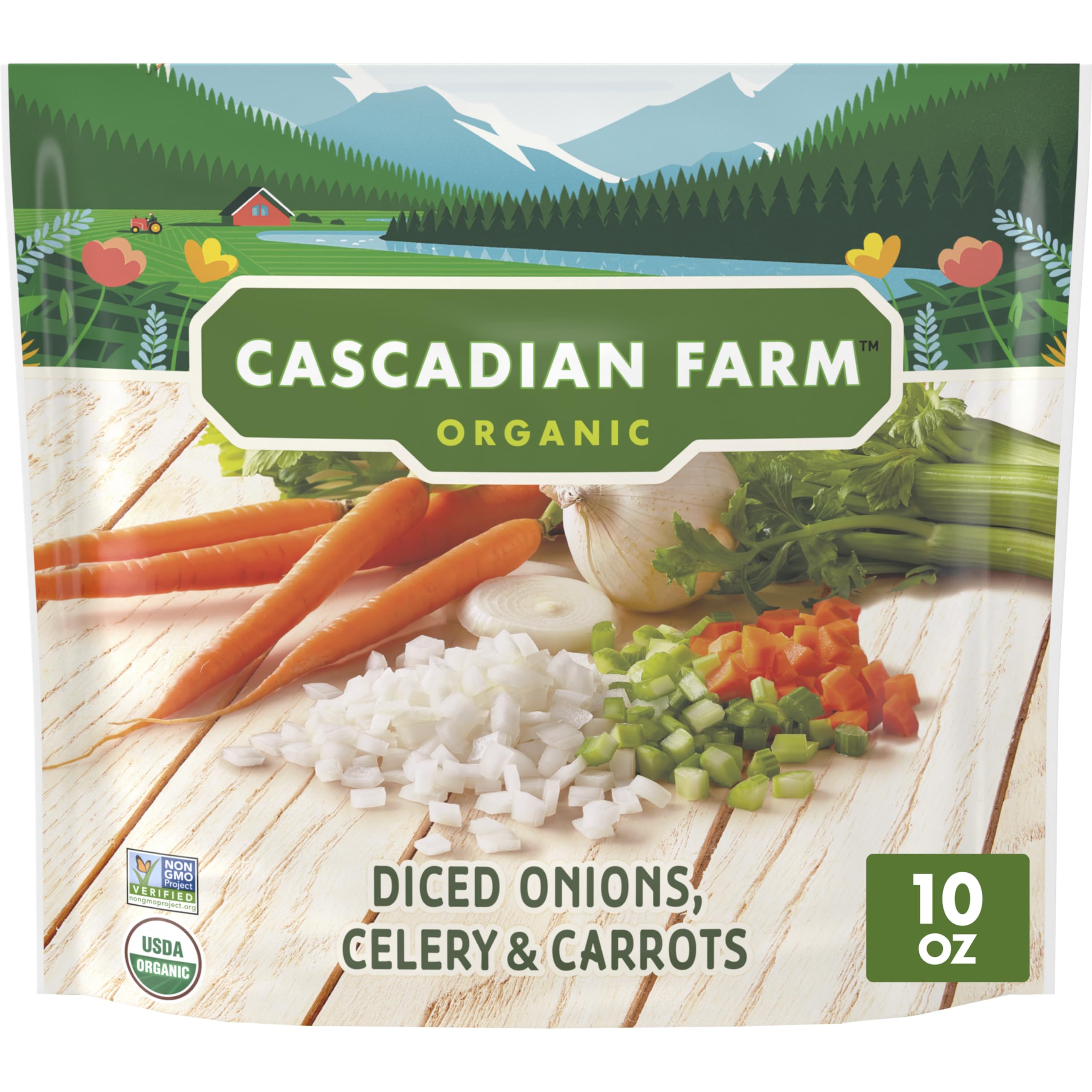 Cascadian Farm Organic Mirepoix, Onions, Celery and Carrots, 10 oz | Pre-Chopped Onions, Celery & Carrots, Non-GMO Project Verified, Base for Soups, Stews, Omelets & Stuffing, 10 oz