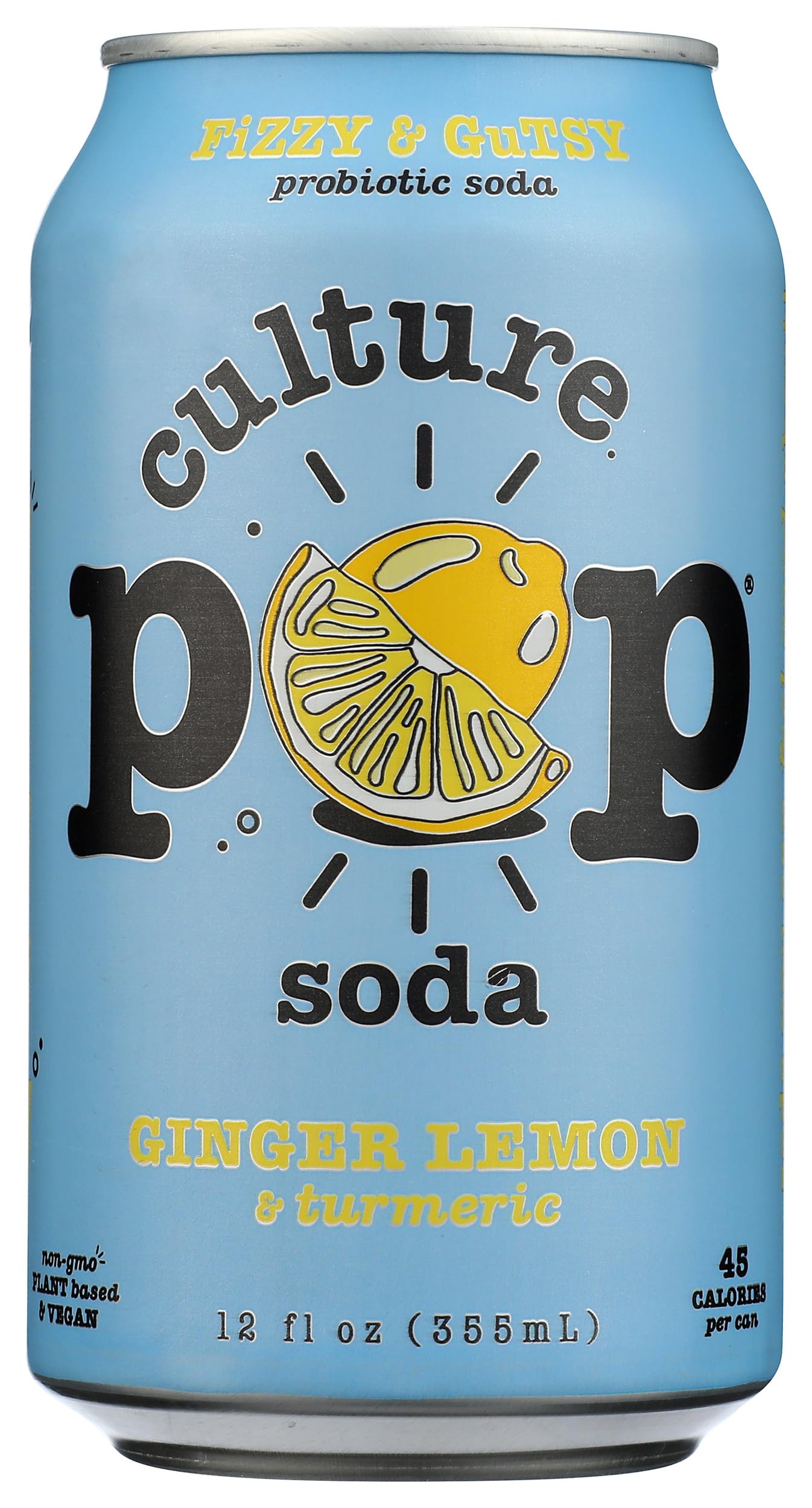 Culture Pop Soda Ginger Lemon & Turmeric Probiotic Soda, 12 FZ