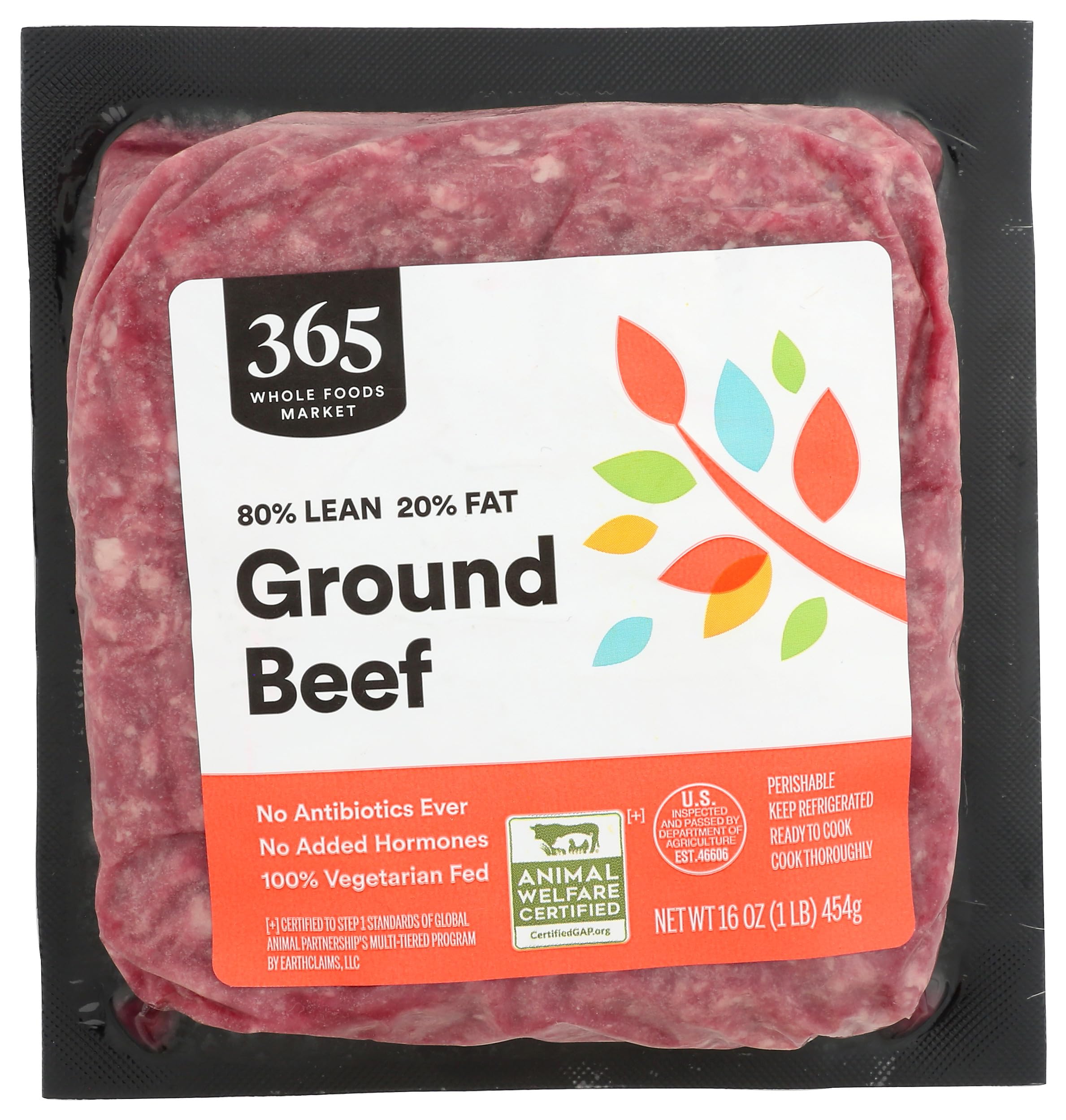 365 by Whole Foods Market Ground Beef 80% Lean/20% Fat, 16 OZ